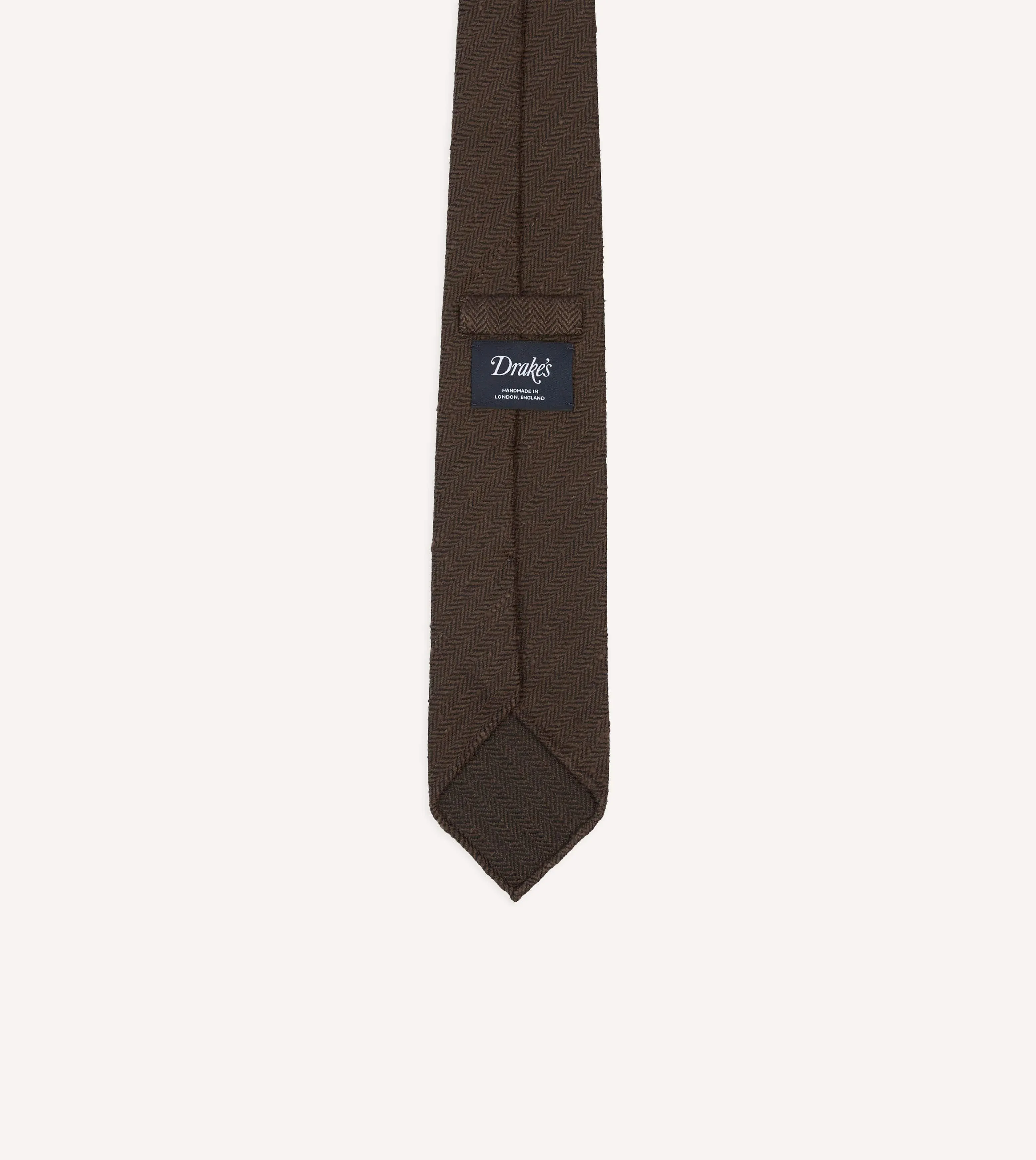 Brown Shantung Silk Hand-Rolled Tie sold by Drake's London product image thumbnail 4