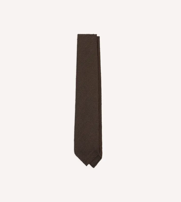Brown Shantung Silk Hand-Rolled Tie made by Drake's London