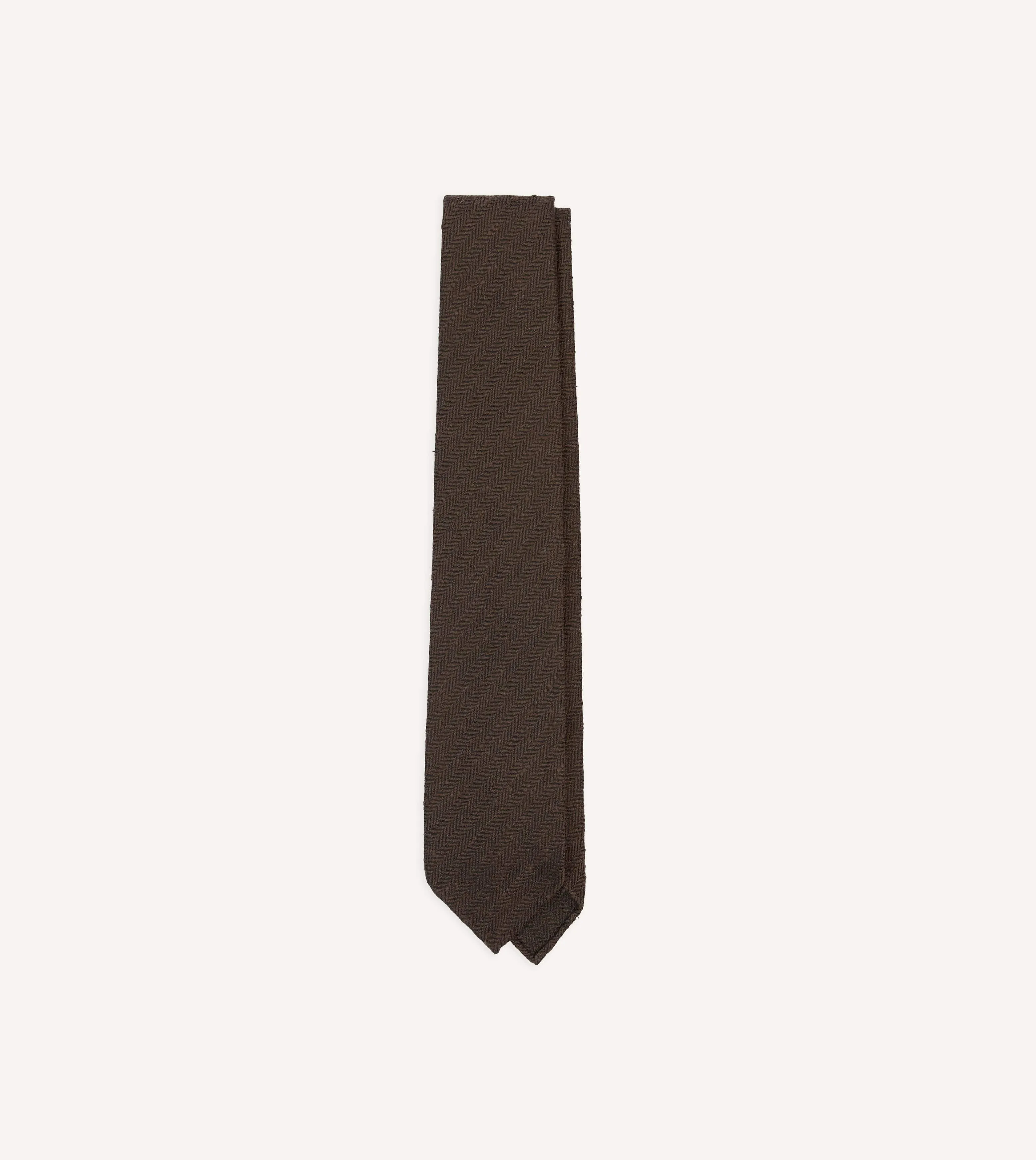Brown Shantung Silk Hand-Rolled Tie sold by Drake's London
