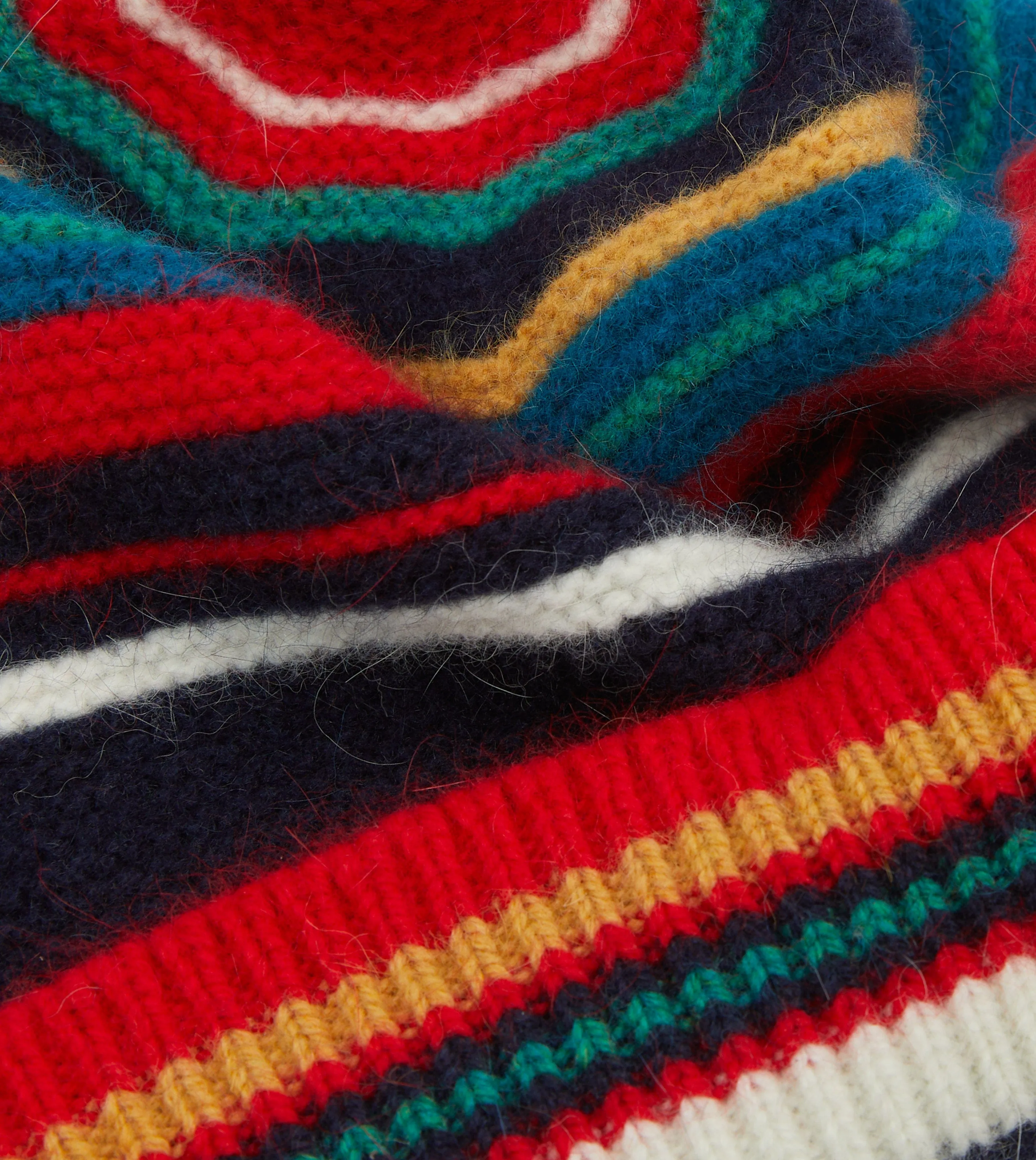 Red and Blue Multi Stripe Geelongora Purl Stitch Knit Cap sold by Drake's London product image thumbnail 2