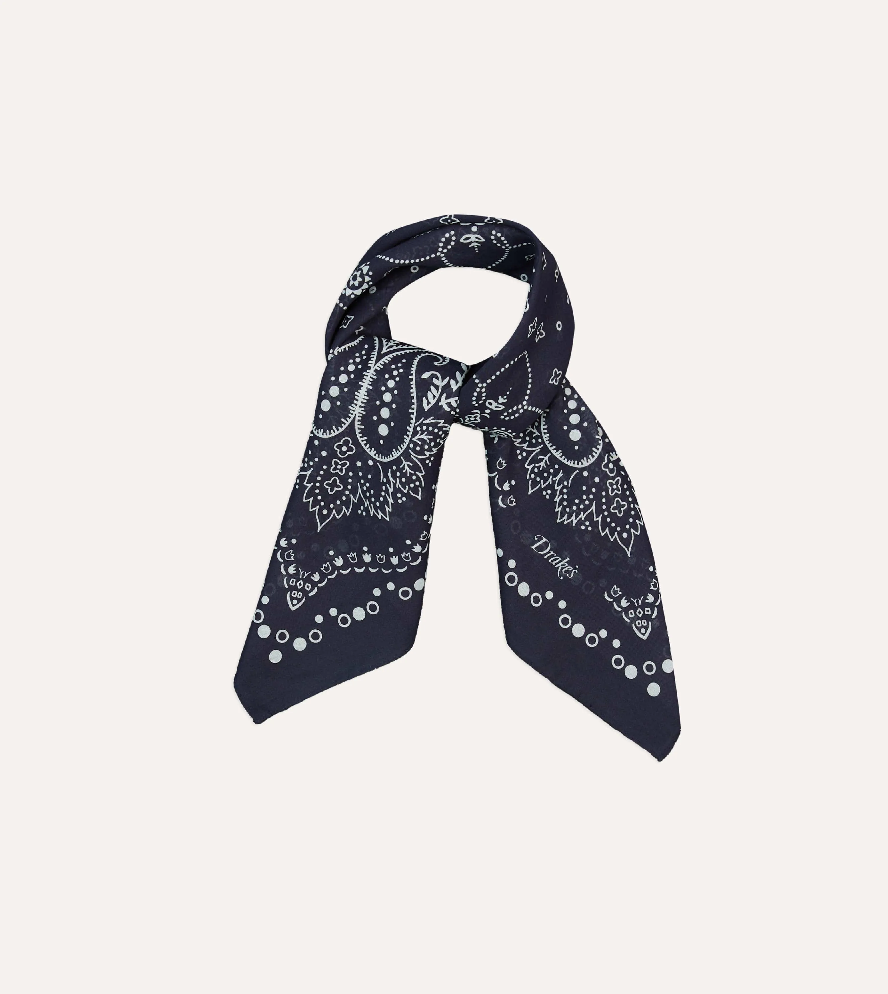 Navy Trad Paisley Print Cotton Bandana sold by Drake's London product image thumbnail 4