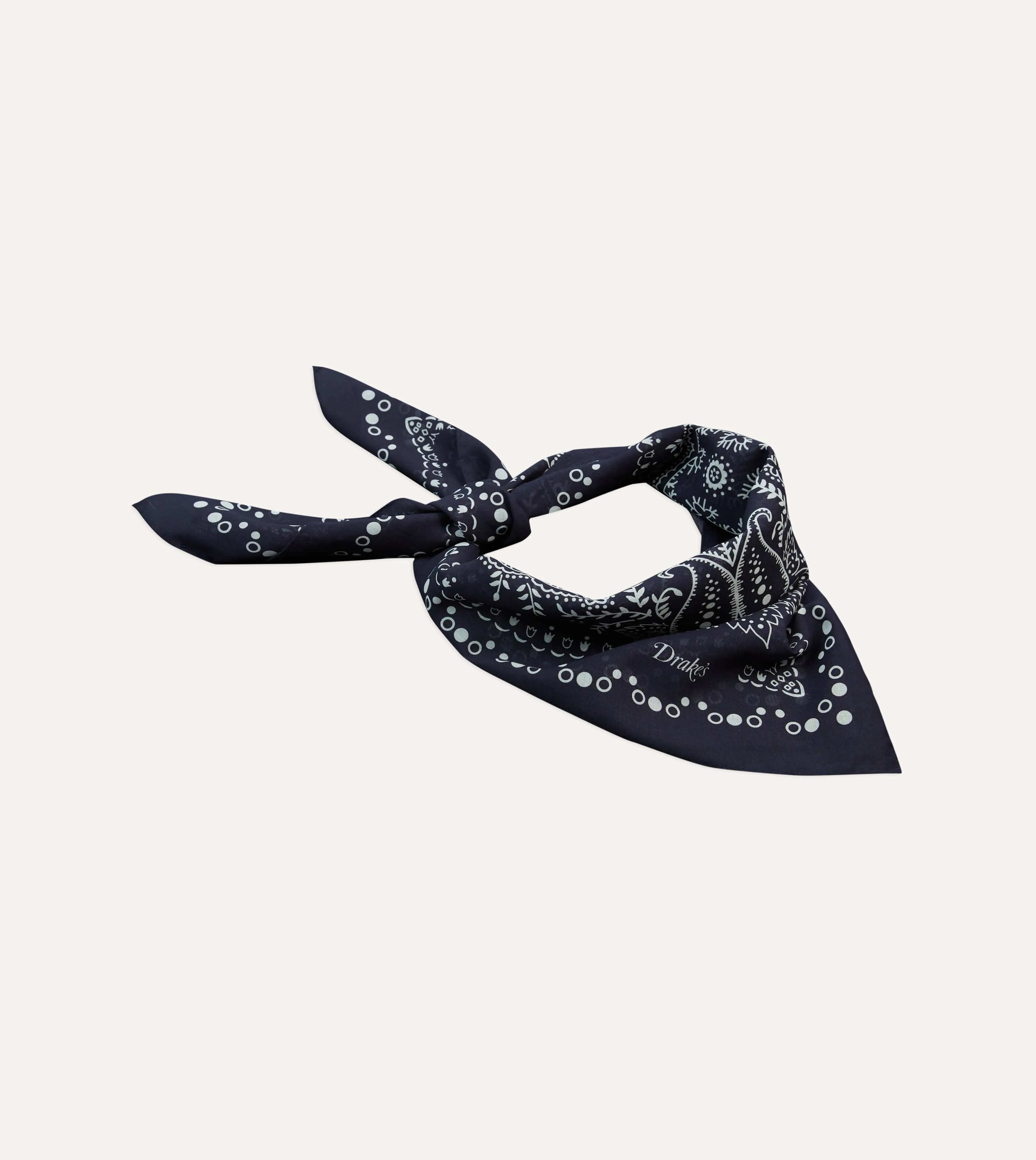 Navy Trad Paisley Print Cotton Bandana sold by Drake's London product image thumbnail 5