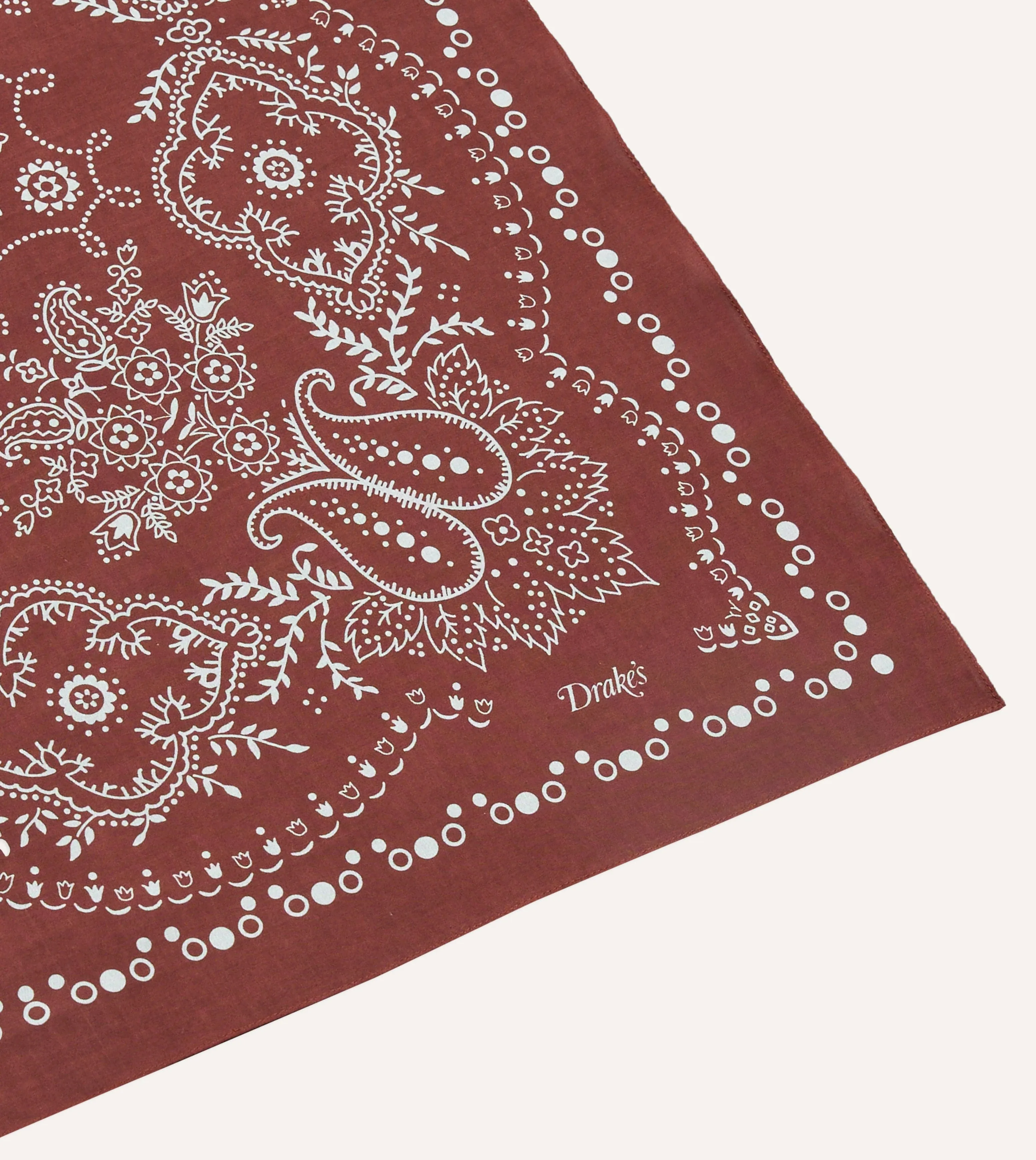 Burgundy Trad Paisley Print Cotton Bandana sold by Drake's London product image thumbnail 3