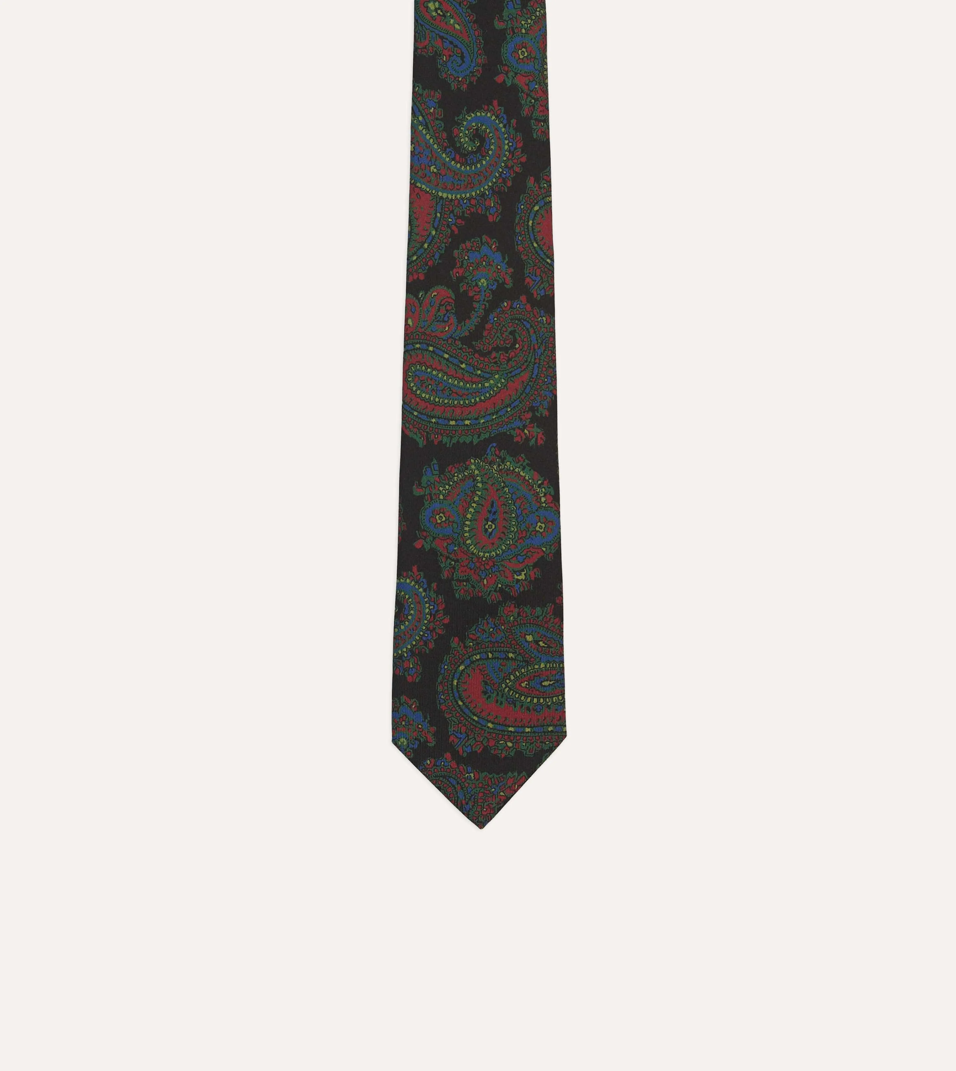 Black Big Paisley Print Madder Silk Self-Tipped Tie sold by Drake's London product image thumbnail 3