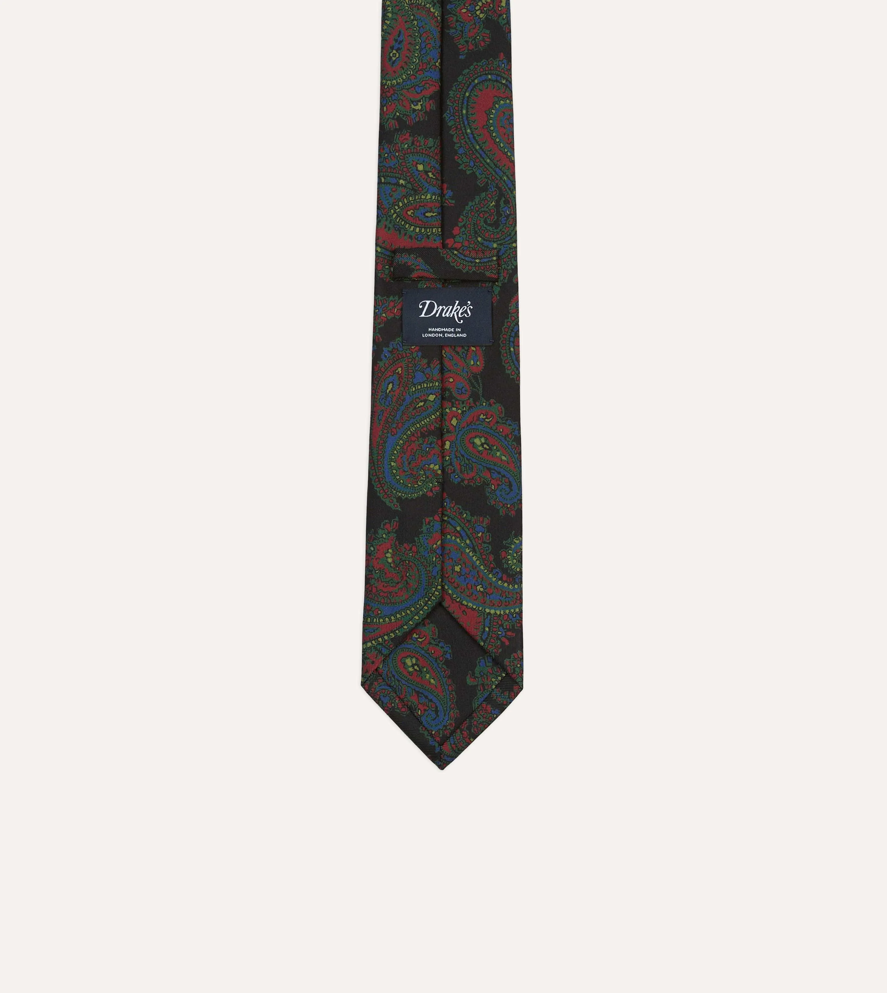 Black Big Paisley Print Madder Silk Self-Tipped Tie sold by Drake's London product image thumbnail 4