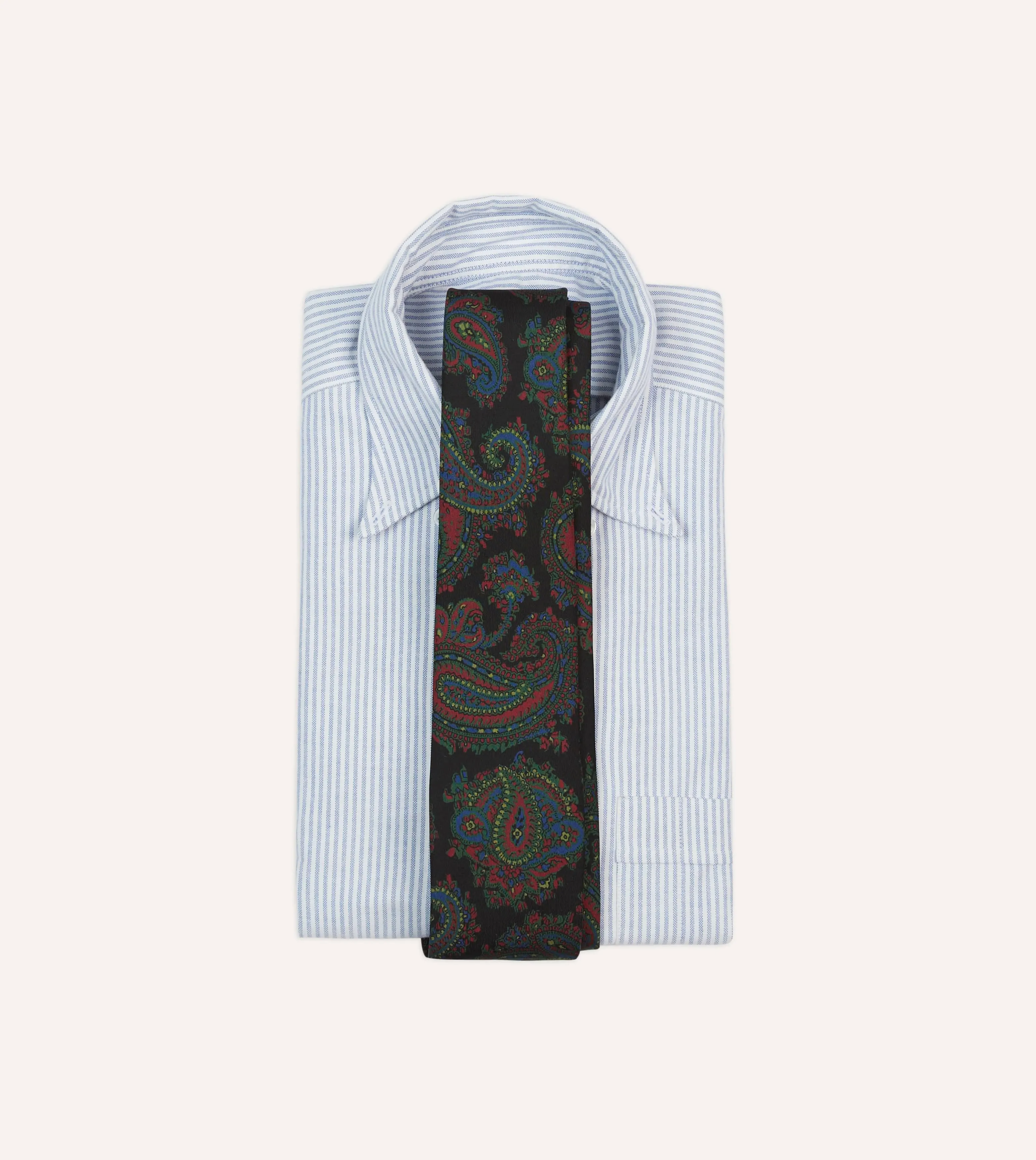 Black Big Paisley Print Madder Silk Self-Tipped Tie sold by Drake's London product image thumbnail 2