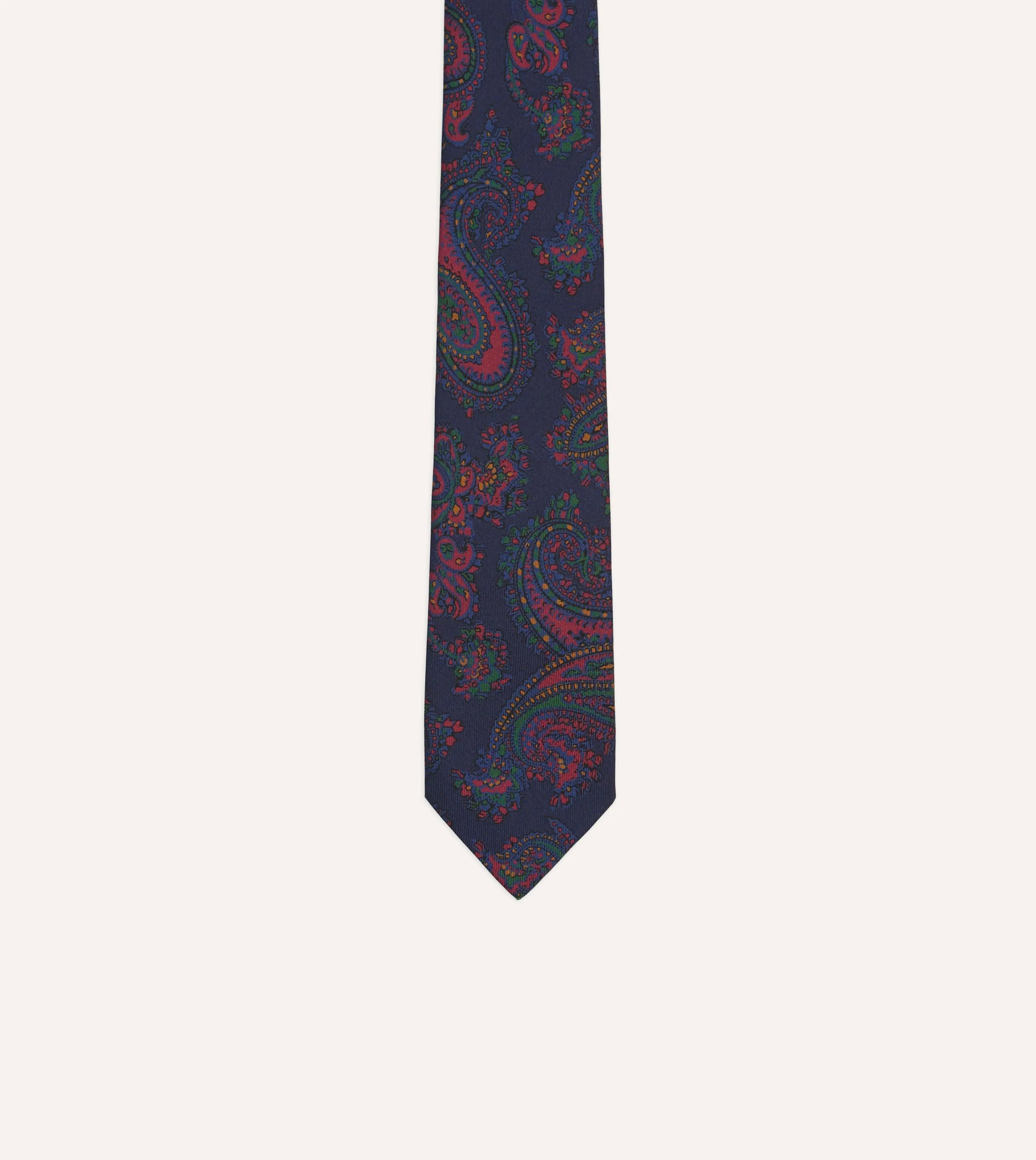 Navy Big Paisley Print Madder Silk Self-Tipped Tie sold by Drake's London product image thumbnail 3