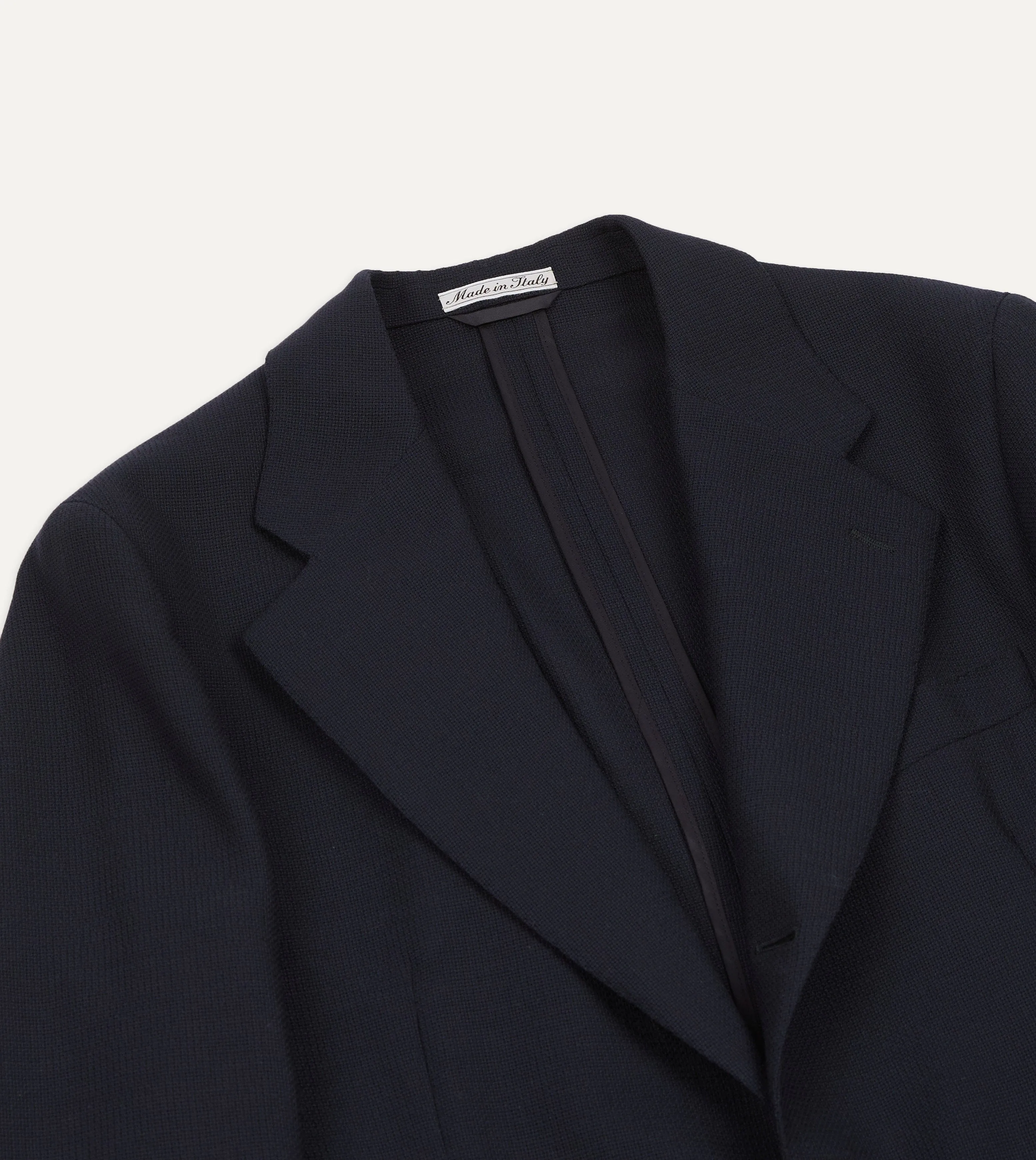 Navy Wool Open Weave Travel Blazer sold by Drake's London product image thumbnail 3