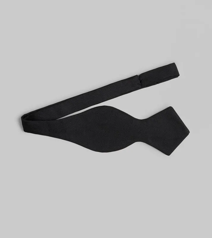 Black Self-Tie Barathea Batwing Bow Tie sold by Drake's London