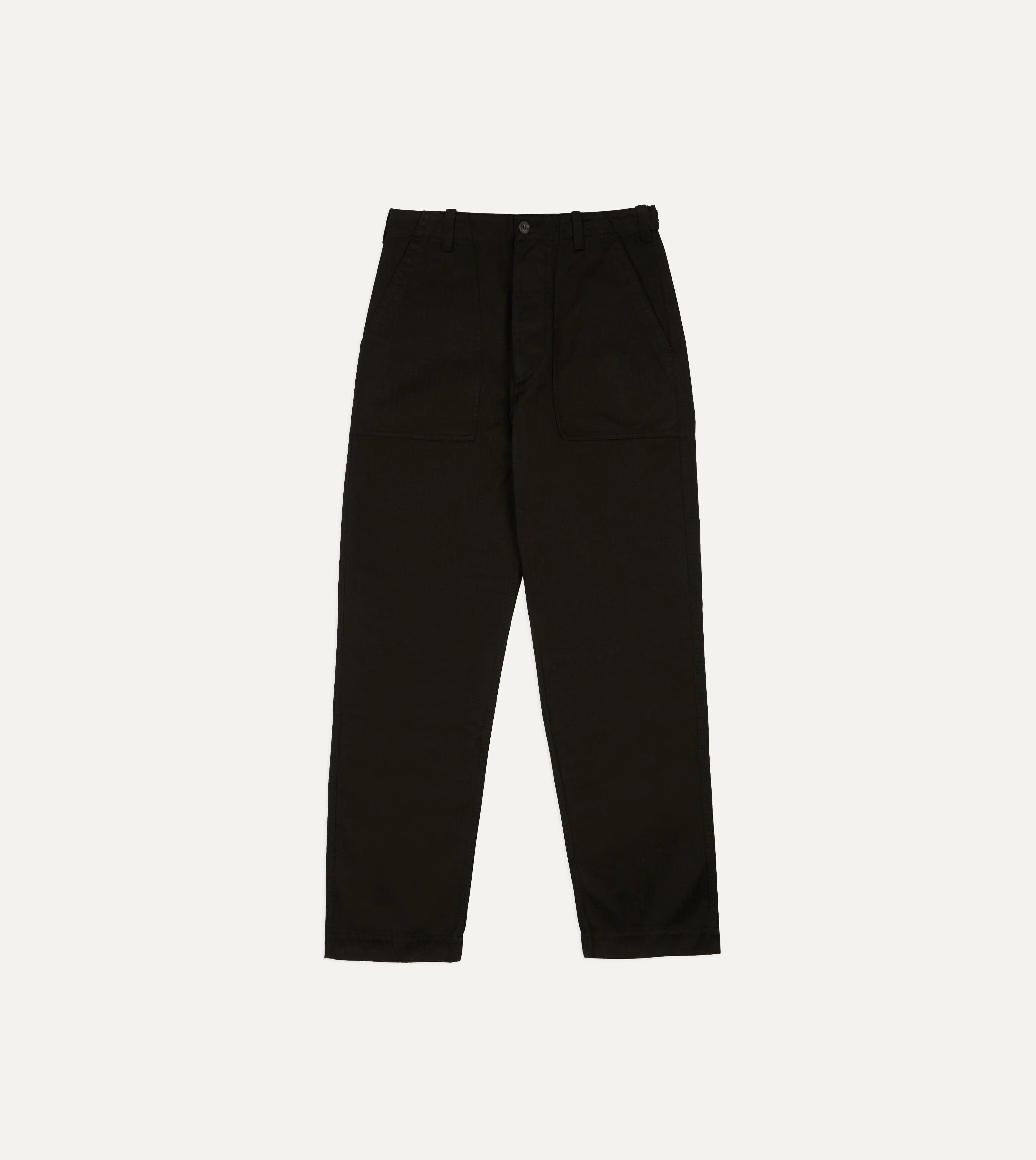 Drake's by A. Levine Black Herringbone Cotton Fatigue Trouser sold by Drake's London product image thumbnail 3