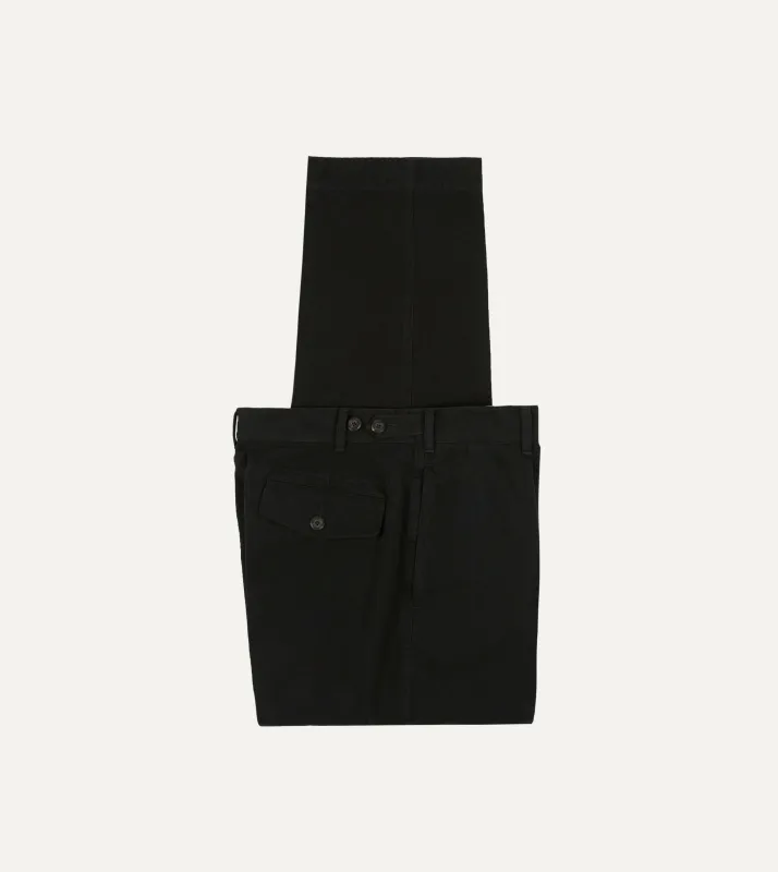 Drake's by A. Levine Black Cotton-Linen Games Trousers sold by Drake's London