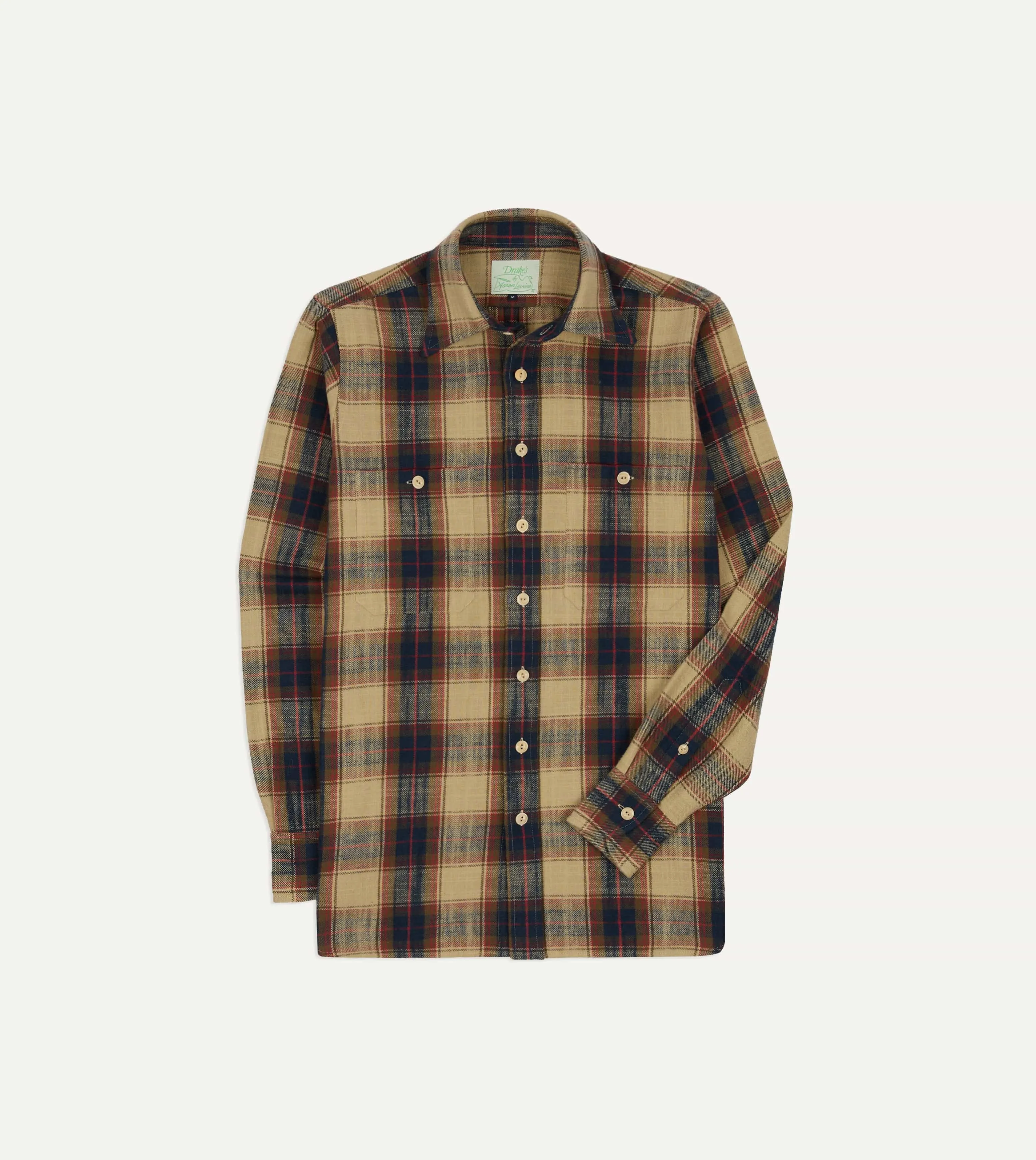 Drake's by A. Levine Check Brushed Cotton Two-Pocket Work Shirt sold by Drake's London