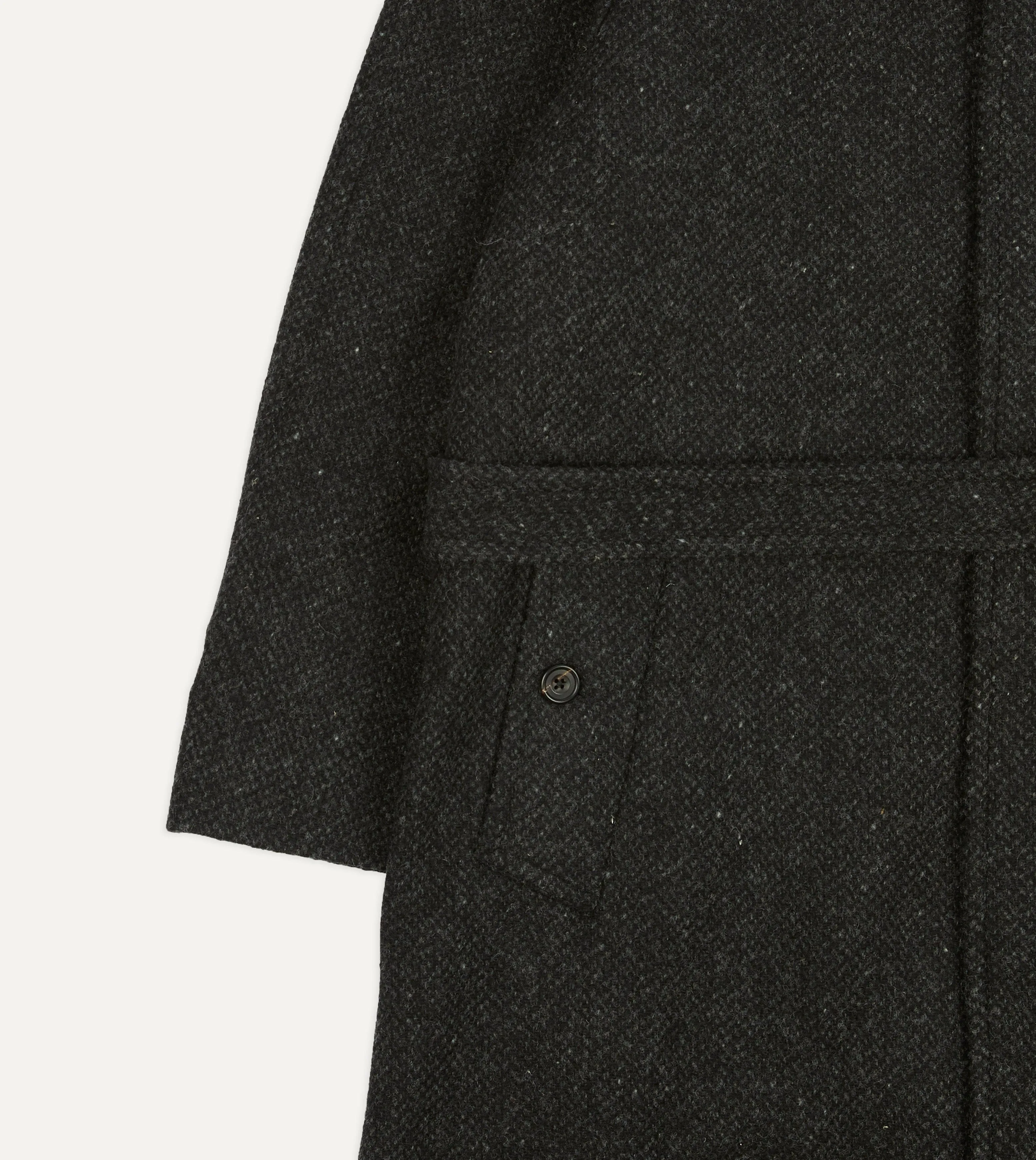 Drake's by A. Levine Black Wool Raglan Overcoat sold by Drake's London product image thumbnail 5