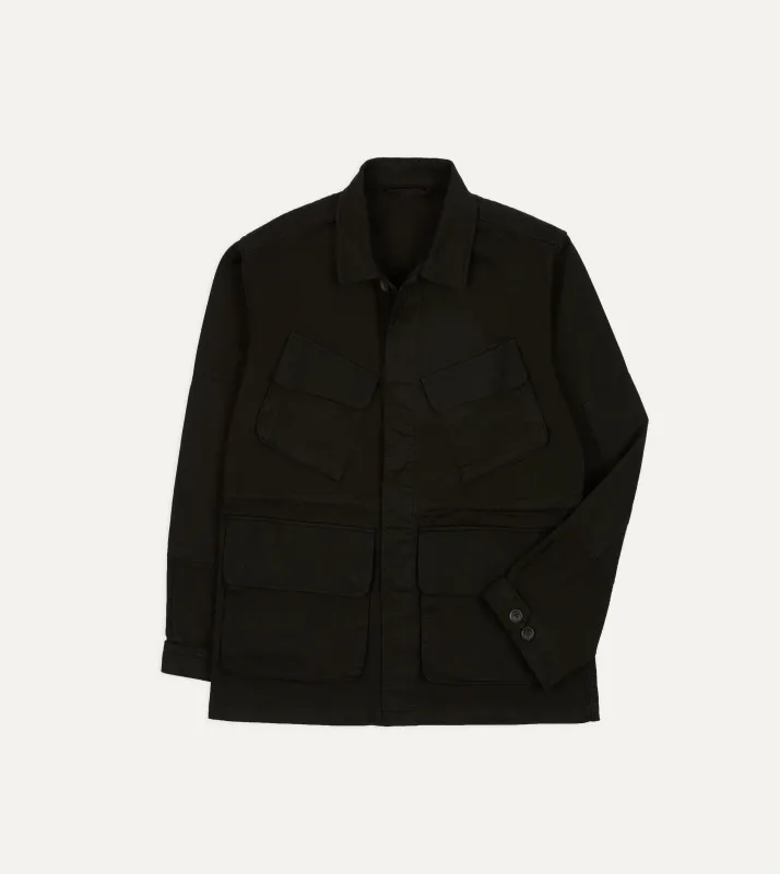 Drake's by A. Levine Black Herringbone Cotton Jungle Jacket sold by Drake's London