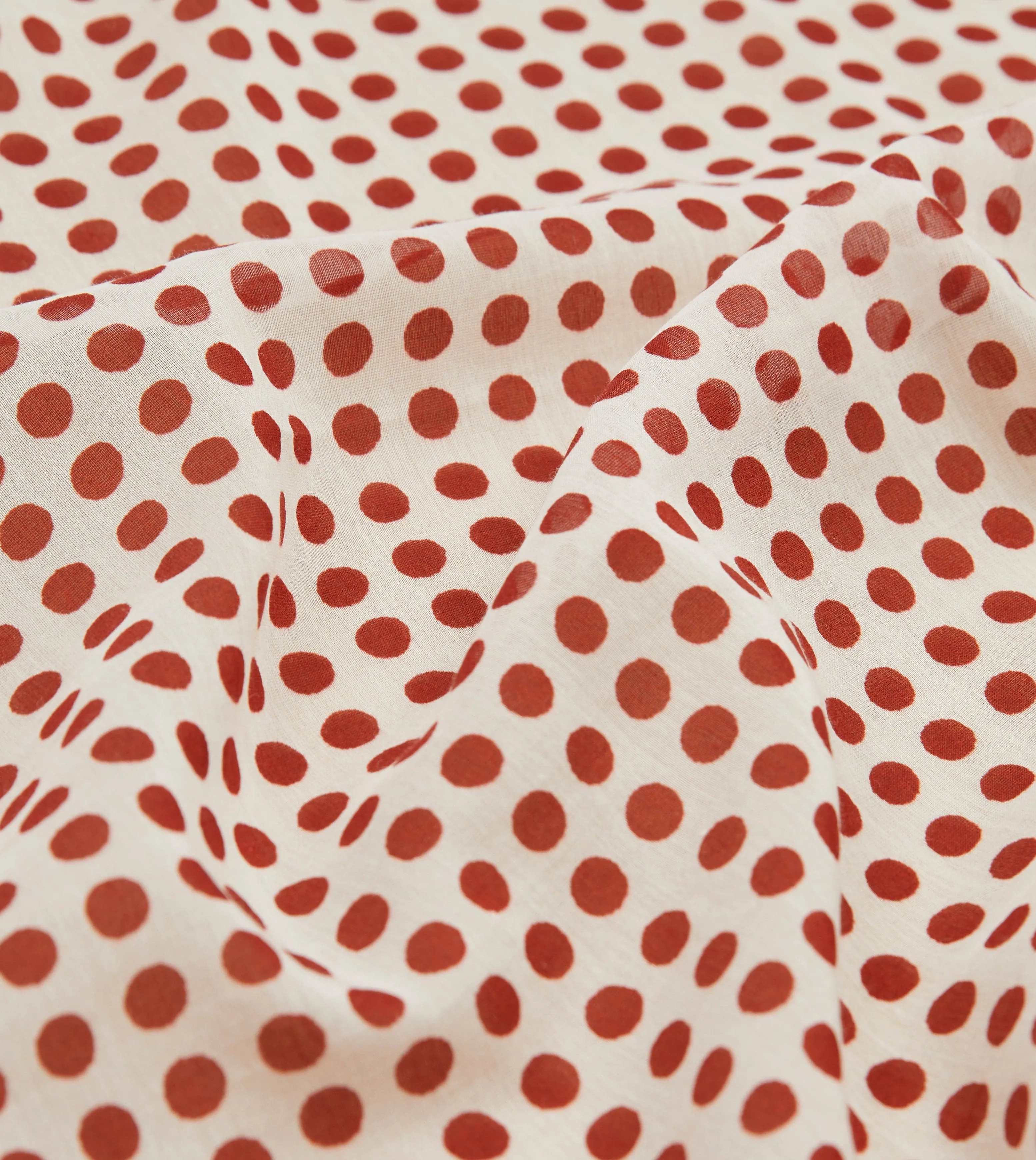 Ecru and Red Spots Print Silk-Cotton Bandana sold by Drake's London product image thumbnail 2
