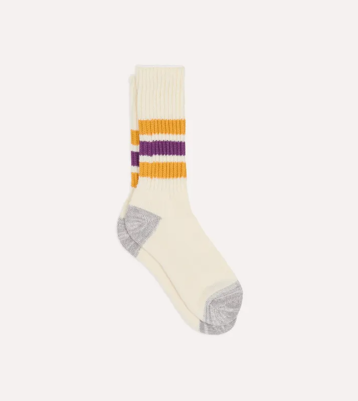 RoToTo Yellow and Purple Cotton Crew Socks sold by Drake's London