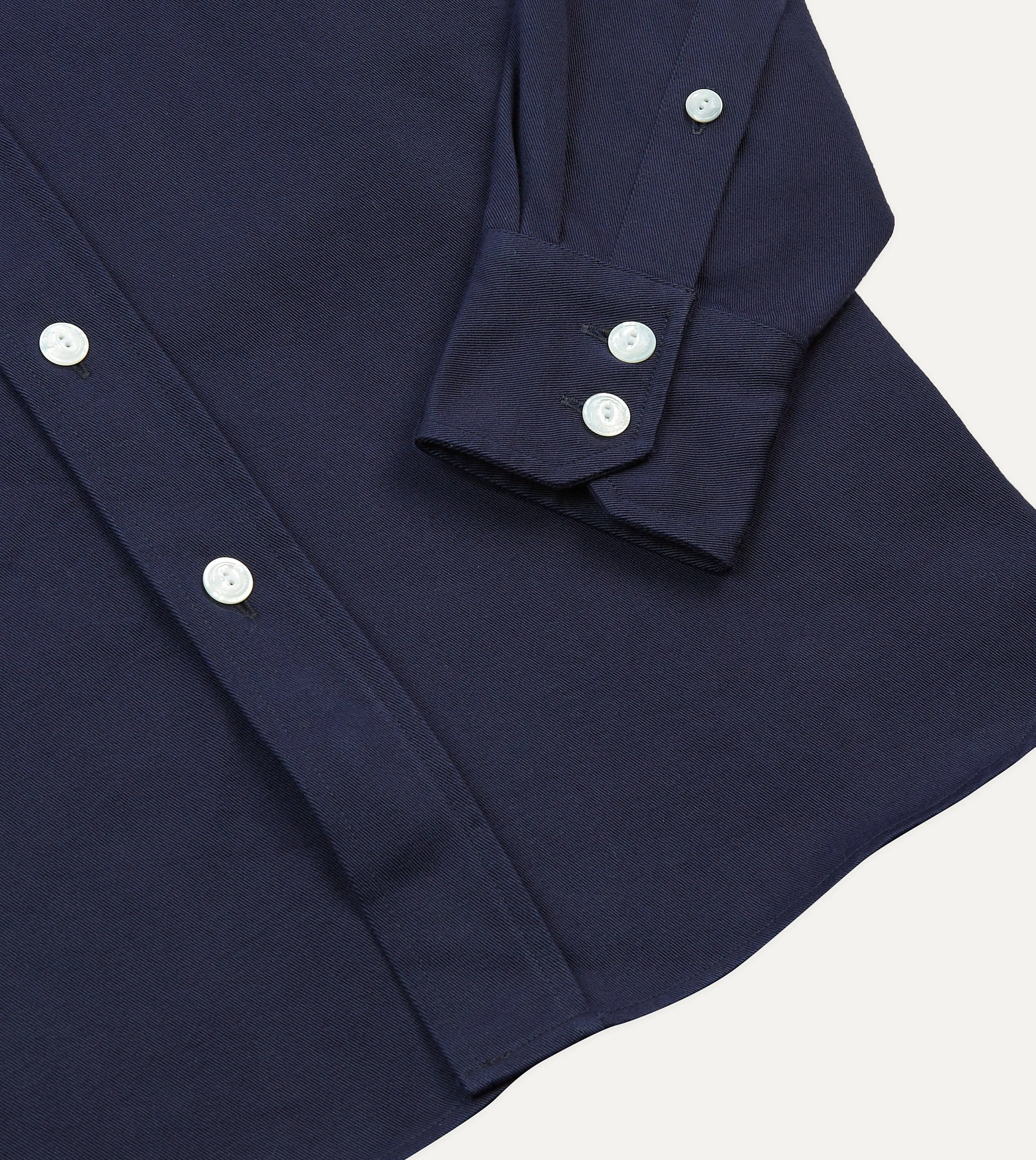Navy Cotton Twill Two-Pocket Work Shirt sold by Drake's London product image thumbnail 5