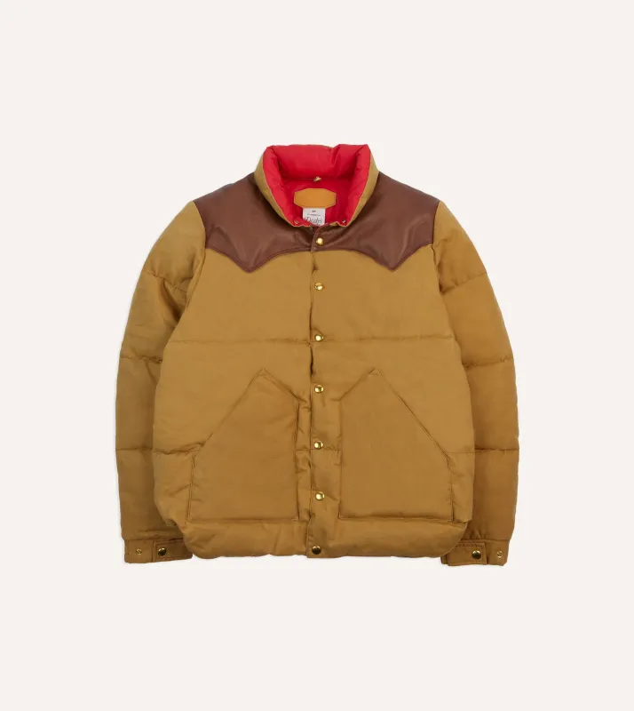 Rocky Mountain Featherbed for Drake's Tan Cotton Duck Canvas Christy Down Jacket sold by Drake's London