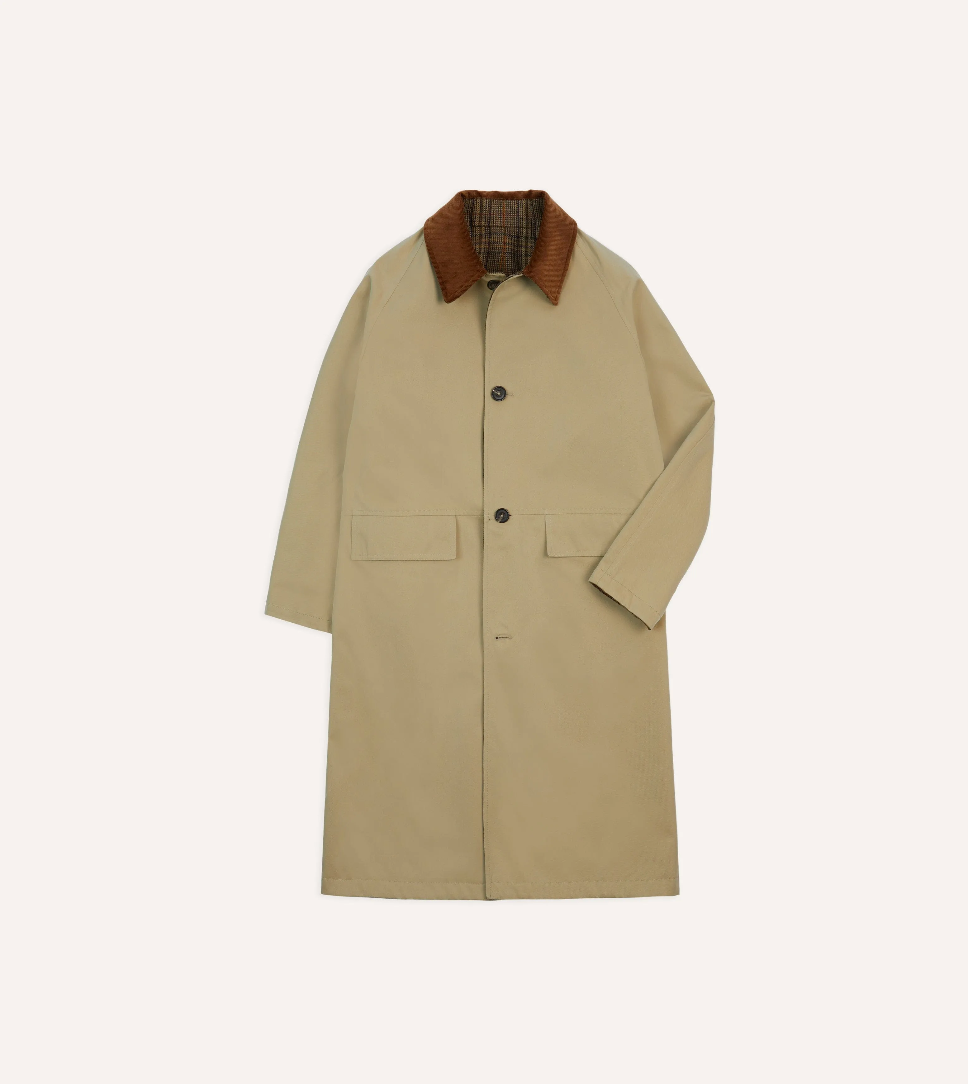 Reversible Cotton-Tweed Raglan Mac sold by Drake's London