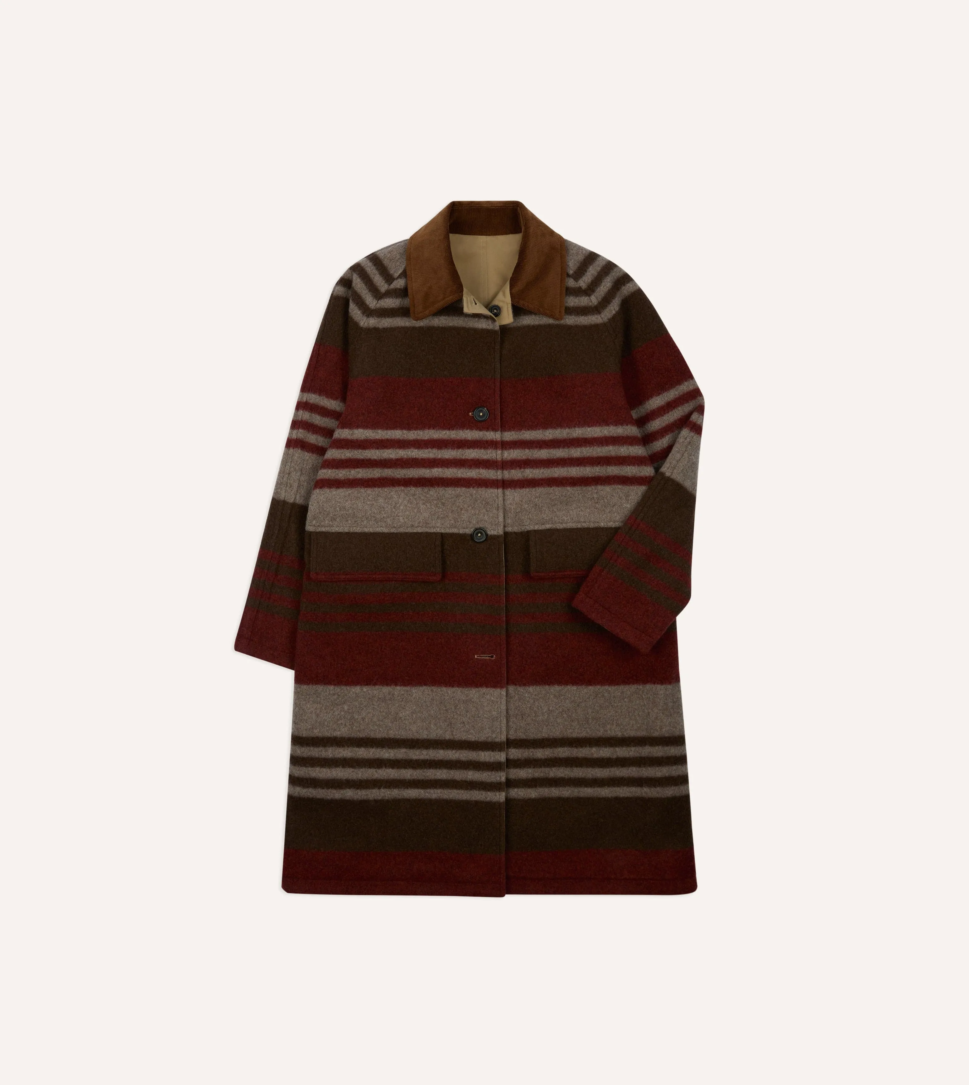 Reversible Cotton–Blanket Raglan Mac sold by Drake's London product image thumbnail 2