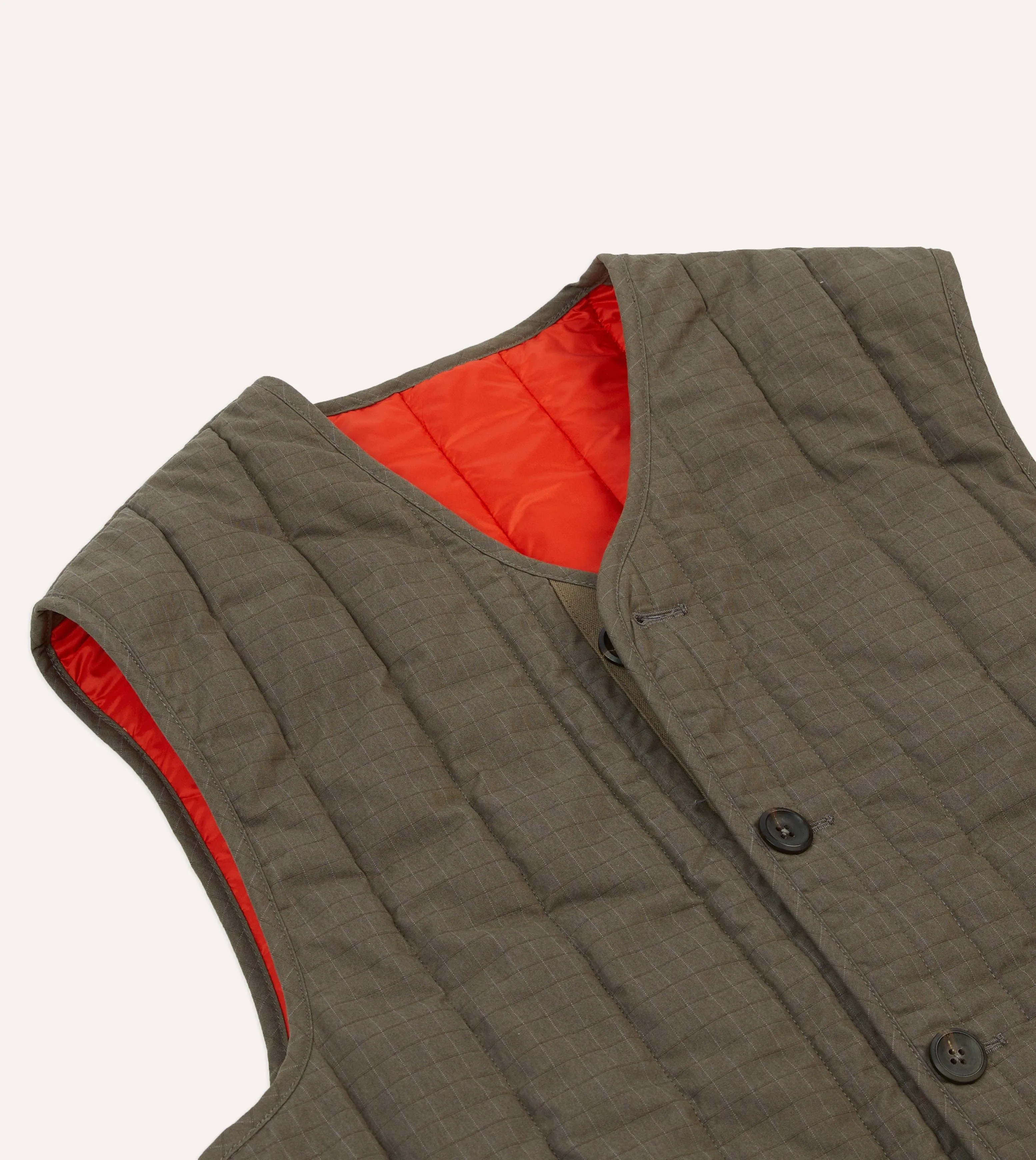 Green Ripstop Quilted Vest sold by Drake's London product image thumbnail 3