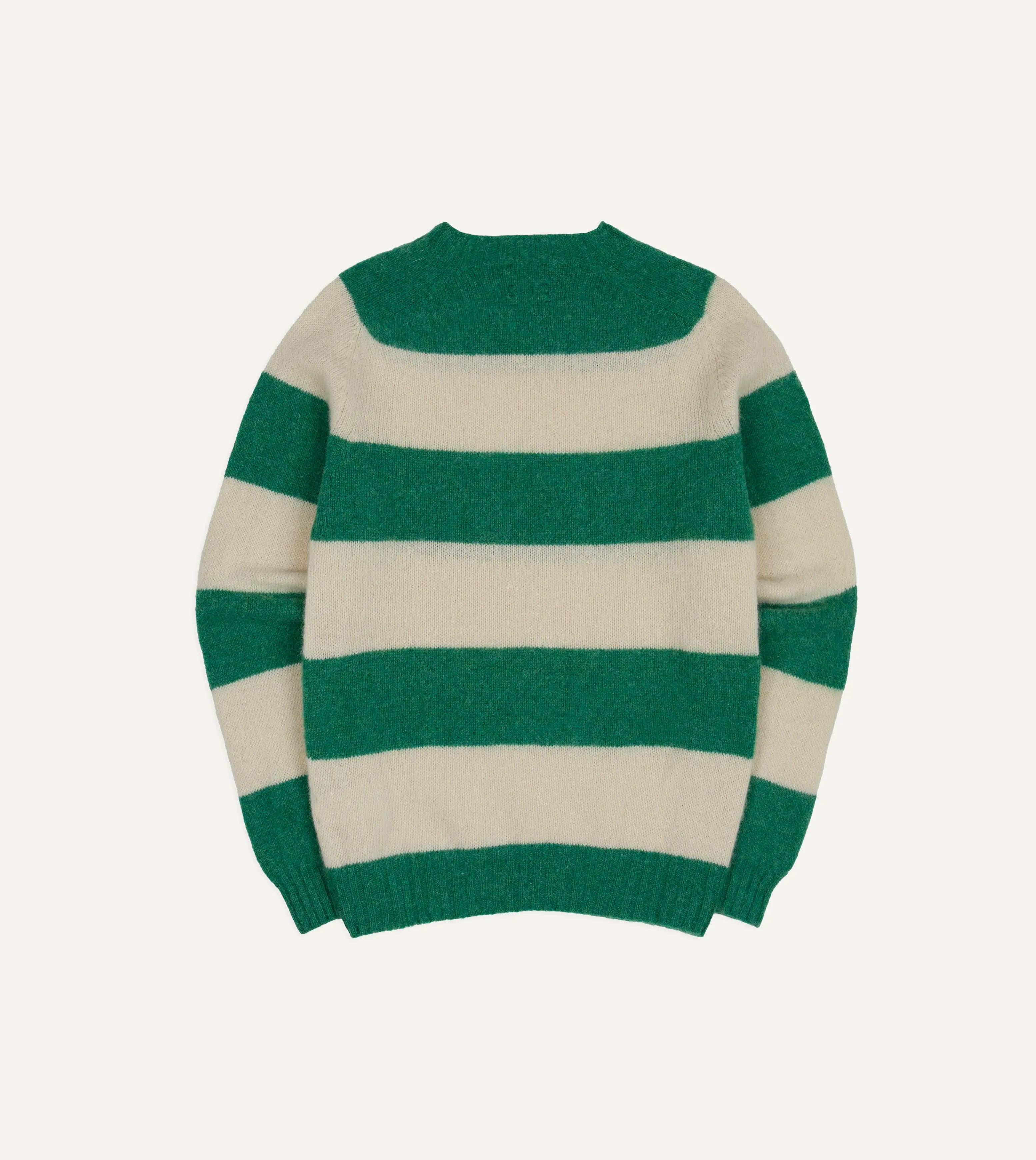 Green and Ecru Stripe Brushed Shetland Crew Neck Jumper sold by Drake's London product image thumbnail 5