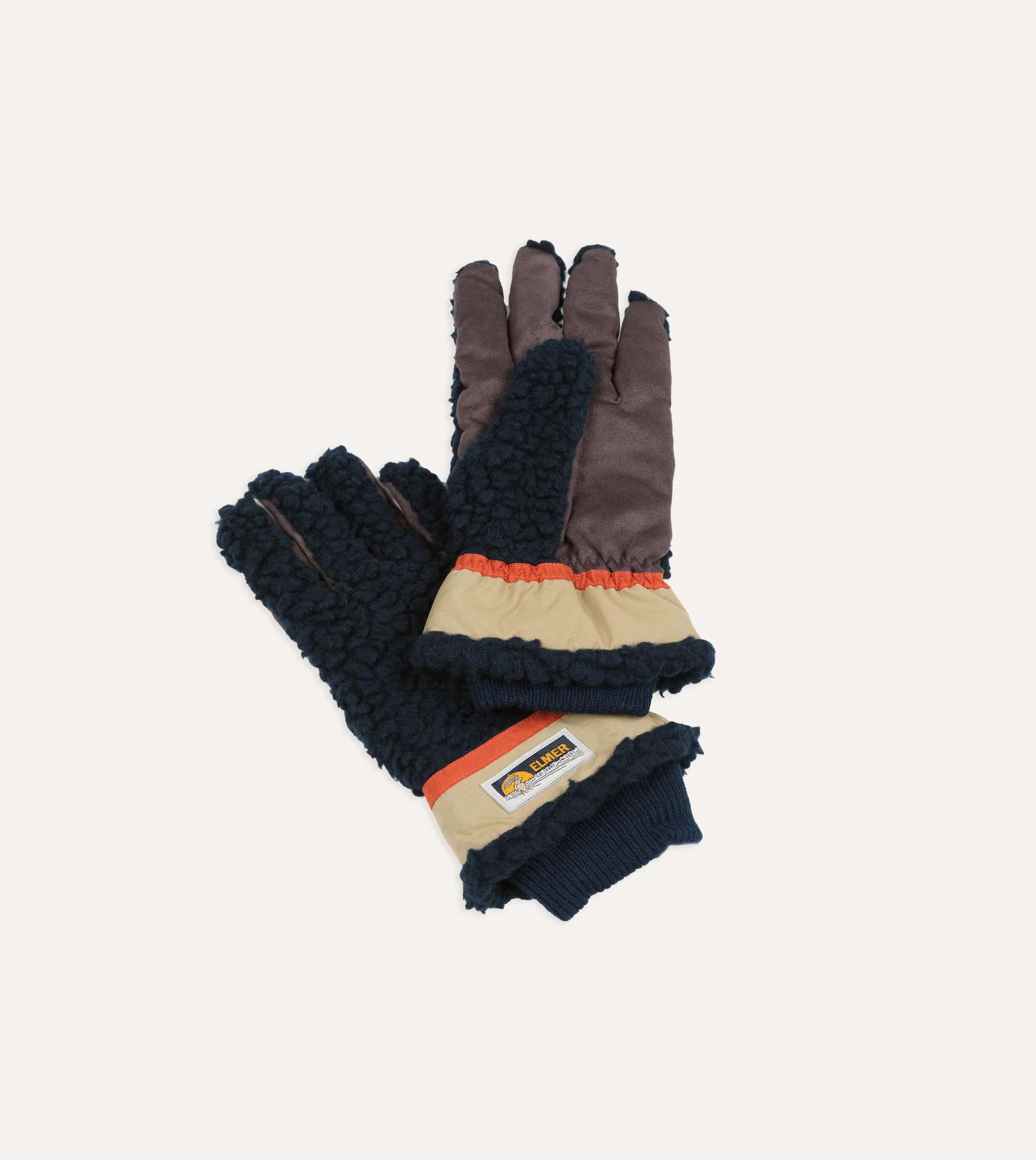 Elmer Navy Wool Pile Gloves sold by Drake's London