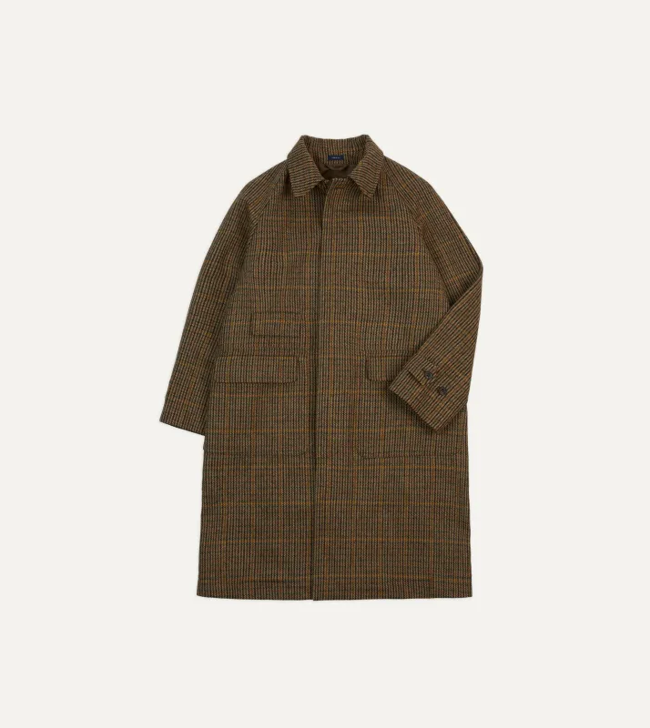 Brown Wool Tweed Raglan Coat sold by Drake's London