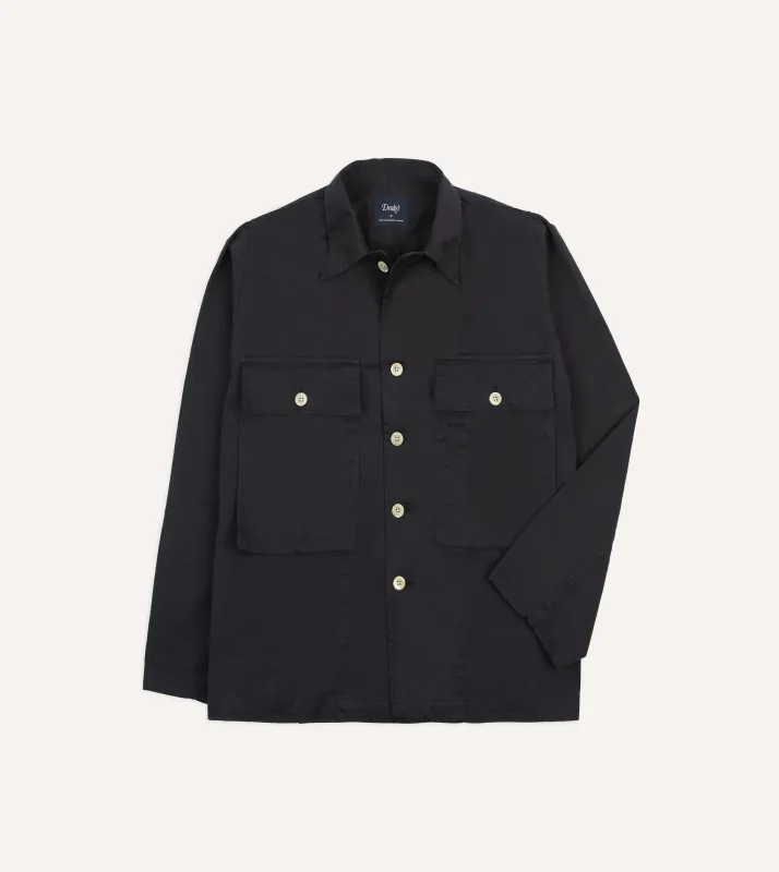 Navy Cotton Military Overshirt sold by Drake's London