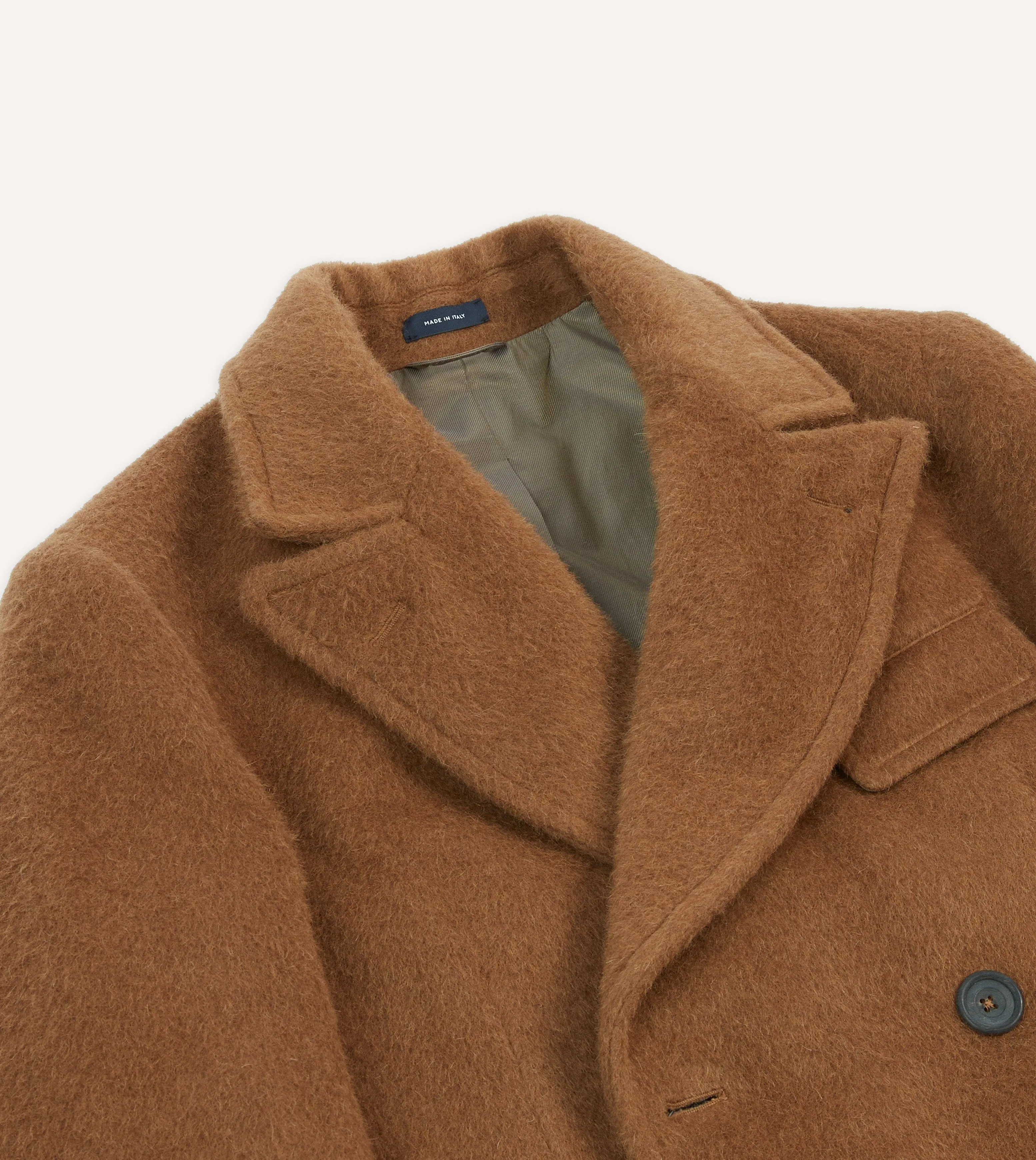 Caramel Double-Breasted Teddy Overcoat sold by Drake's London product image thumbnail 3