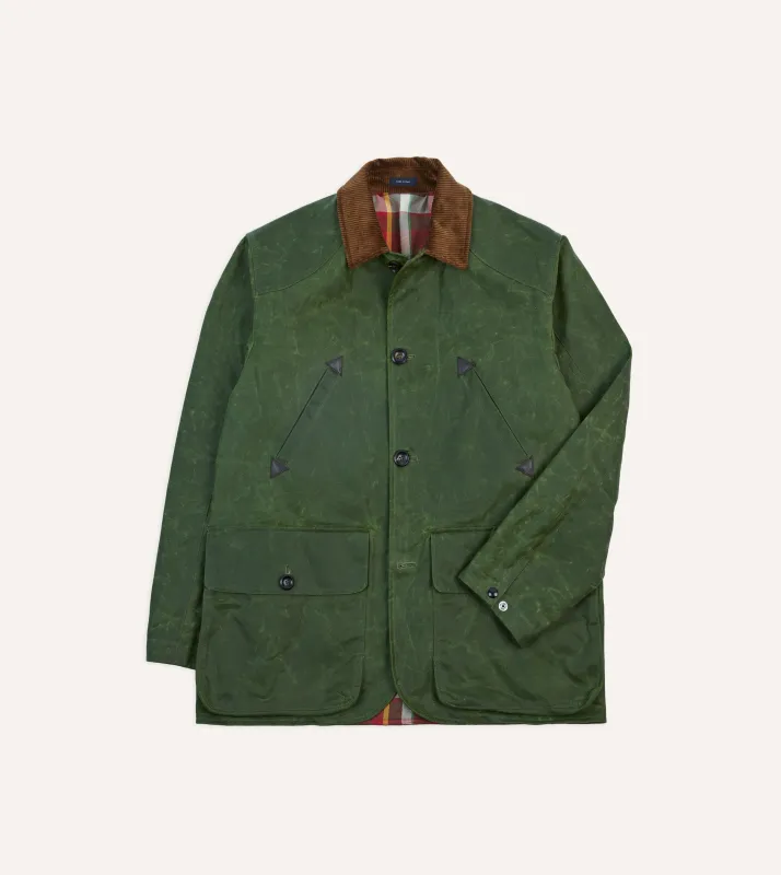 Green Waxed Cotton Barn Jacket sold by Drake's London