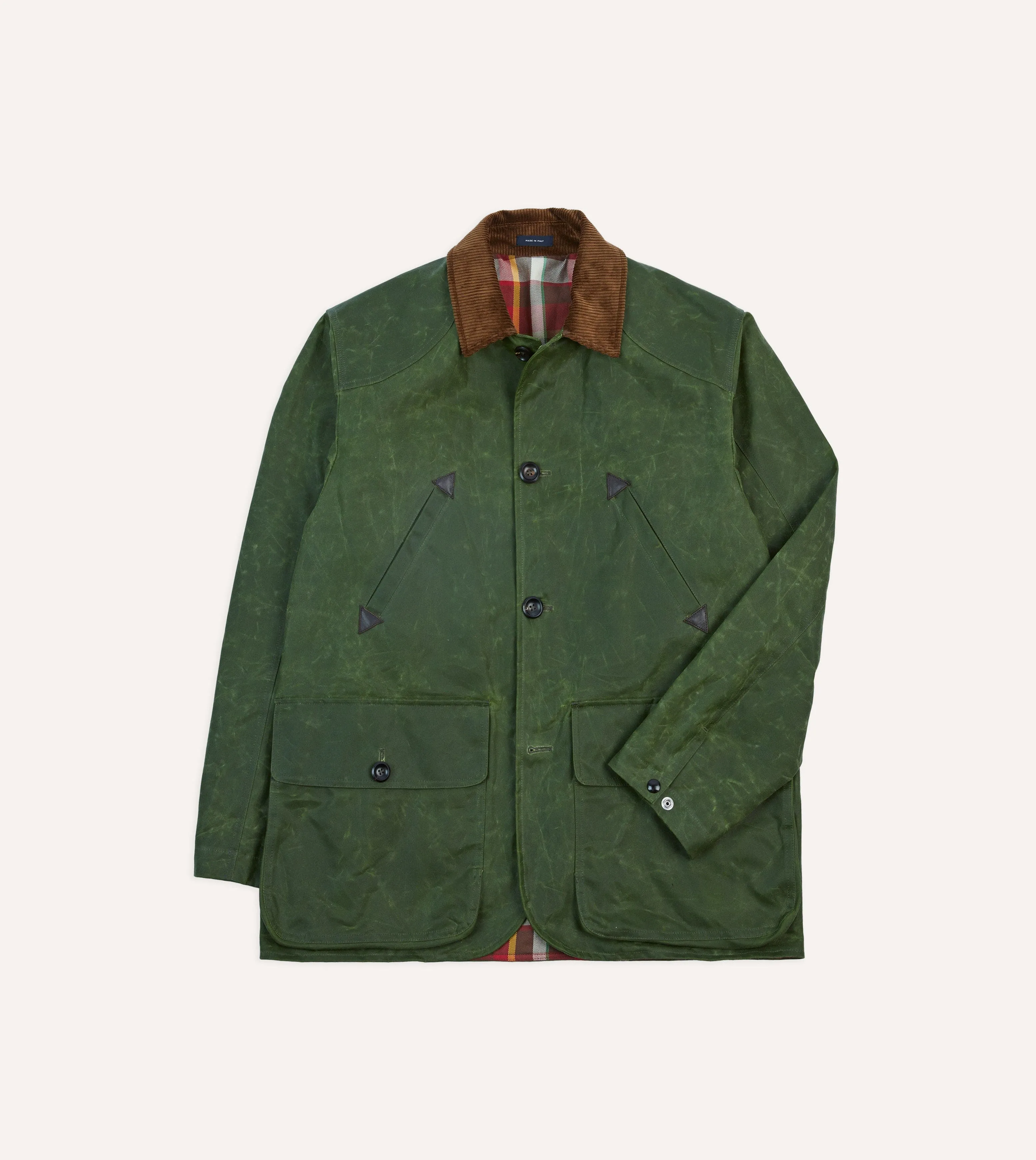 Green Waxed Cotton Barn Jacket sold by Drake's London
