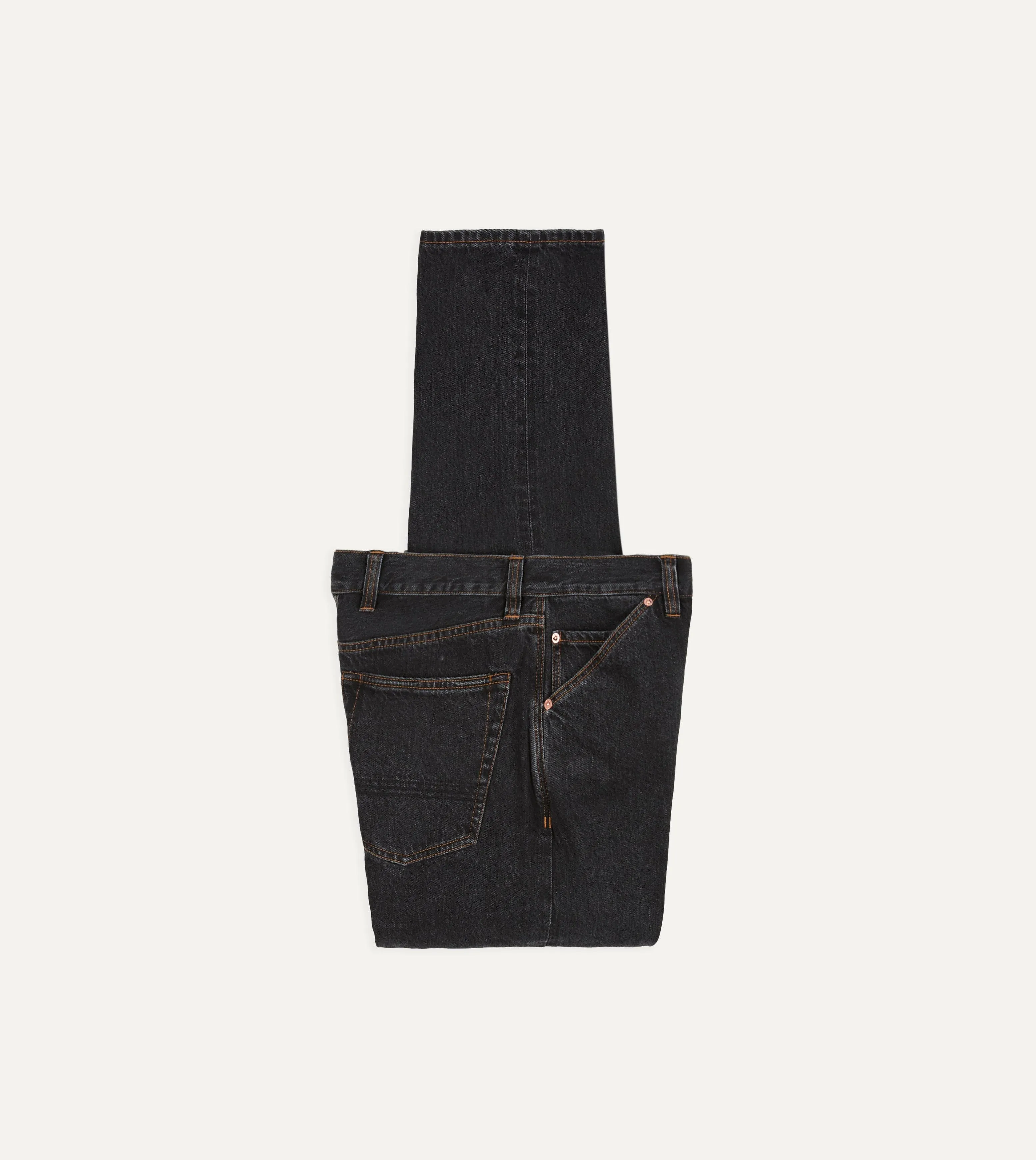 Charcoal 12.3oz Japanese Selvedge Denim Five-Pocket Jeans sold by Drake's London