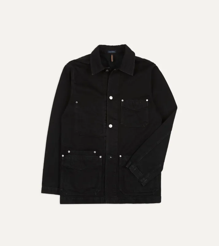 Black Selvedge Denim Five-Pocket Chore Jacket sold by Drake's London