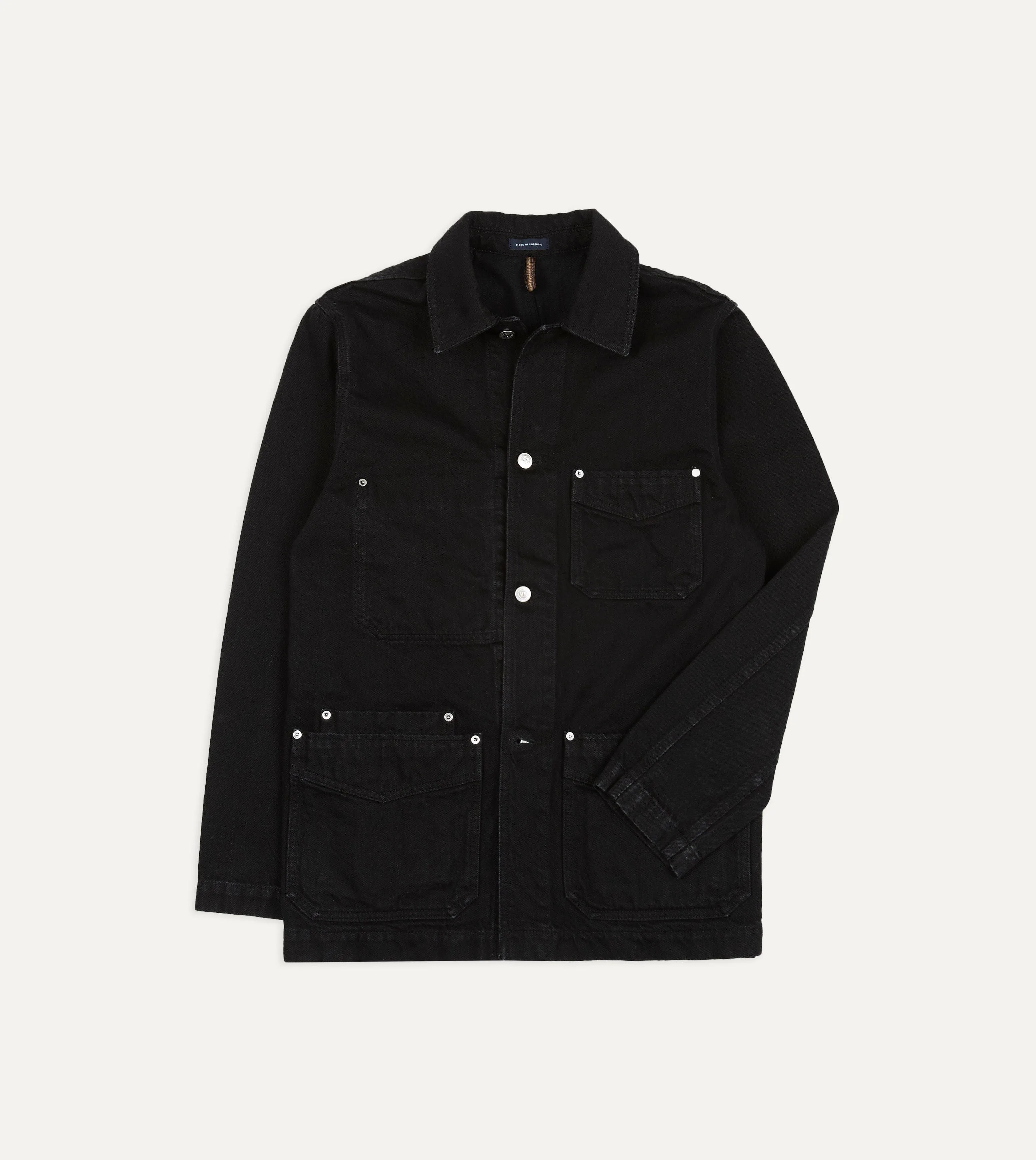 Black Selvedge Denim Five-Pocket Chore Jacket sold by Drake's London