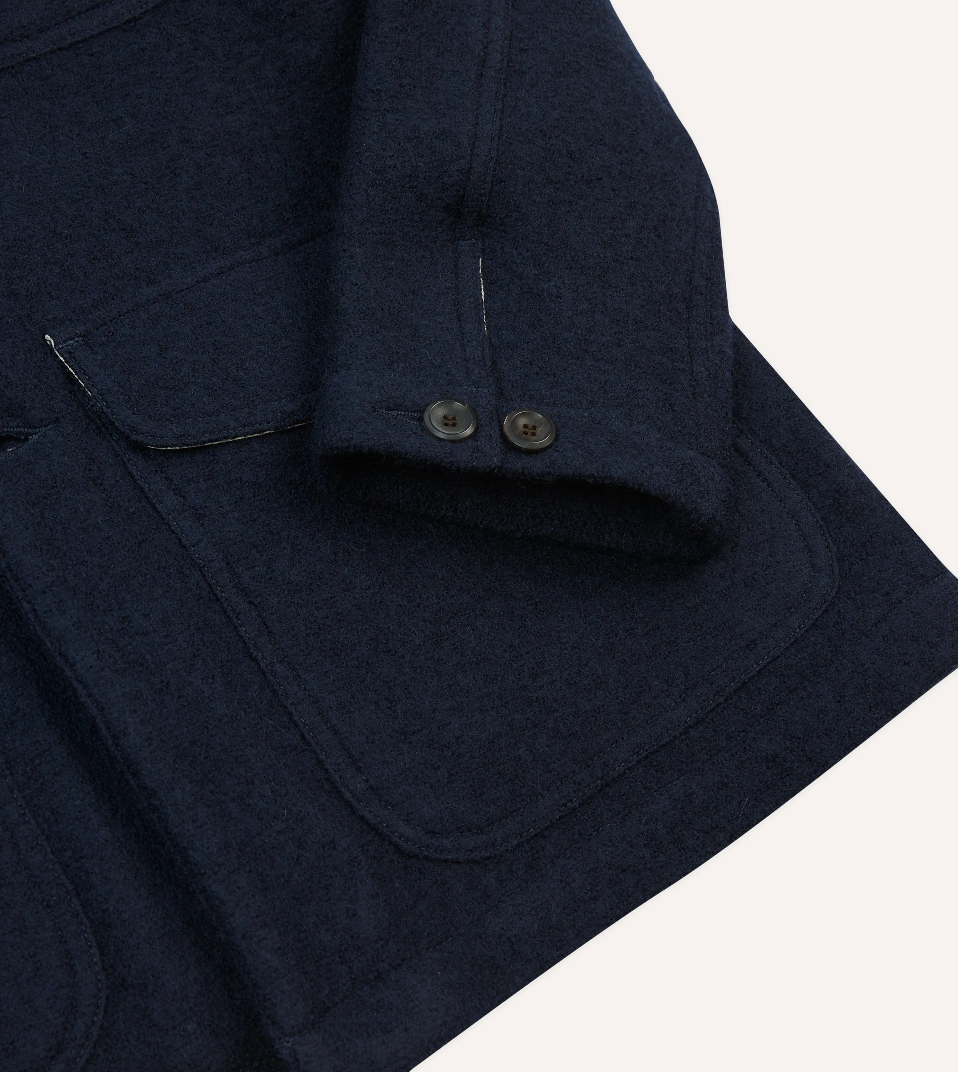 Navy Wool Three-Pocket Chore Jacket sold by Drake's London product image thumbnail 5