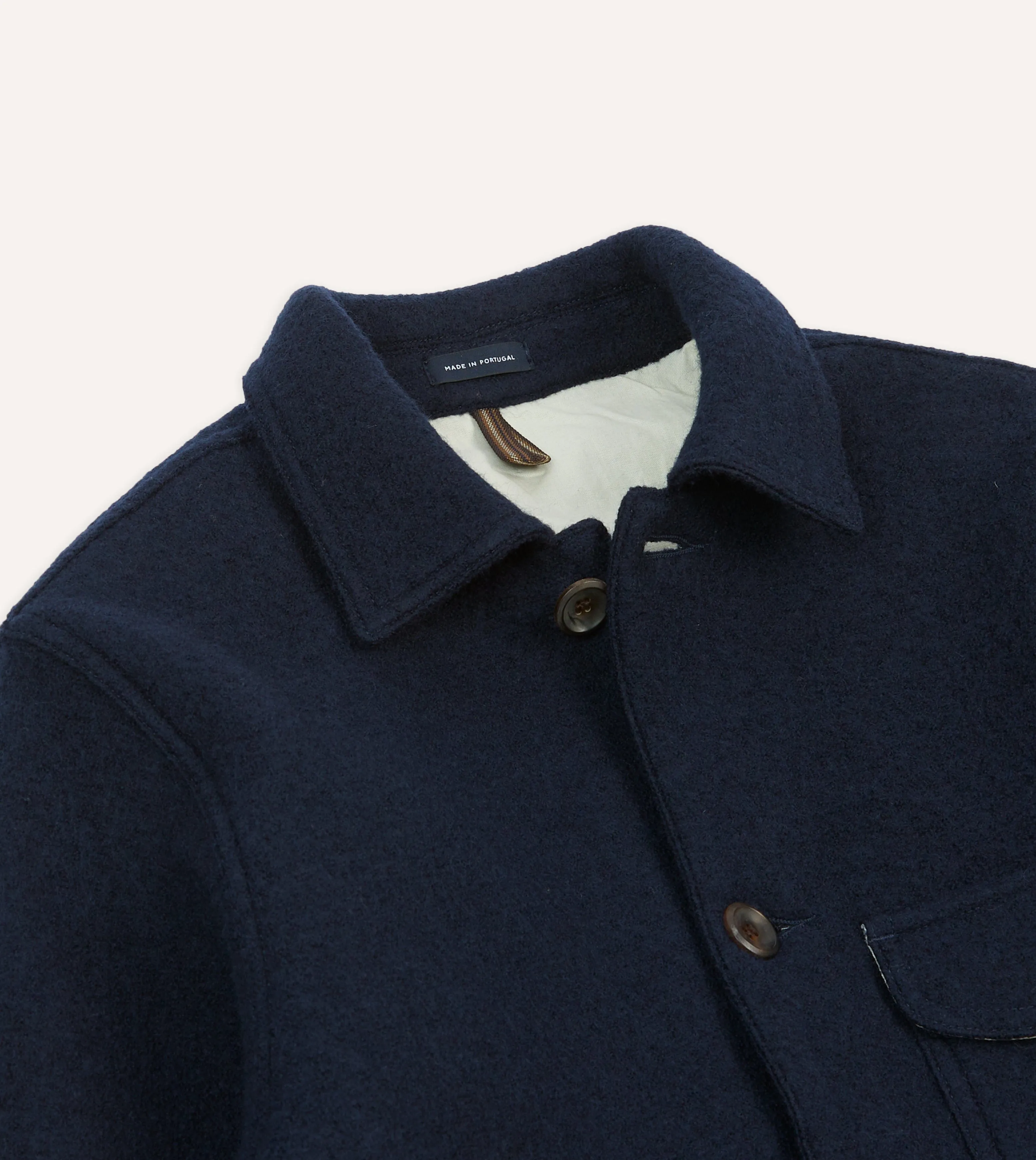 Navy Wool Three-Pocket Chore Jacket sold by Drake's London product image thumbnail 3