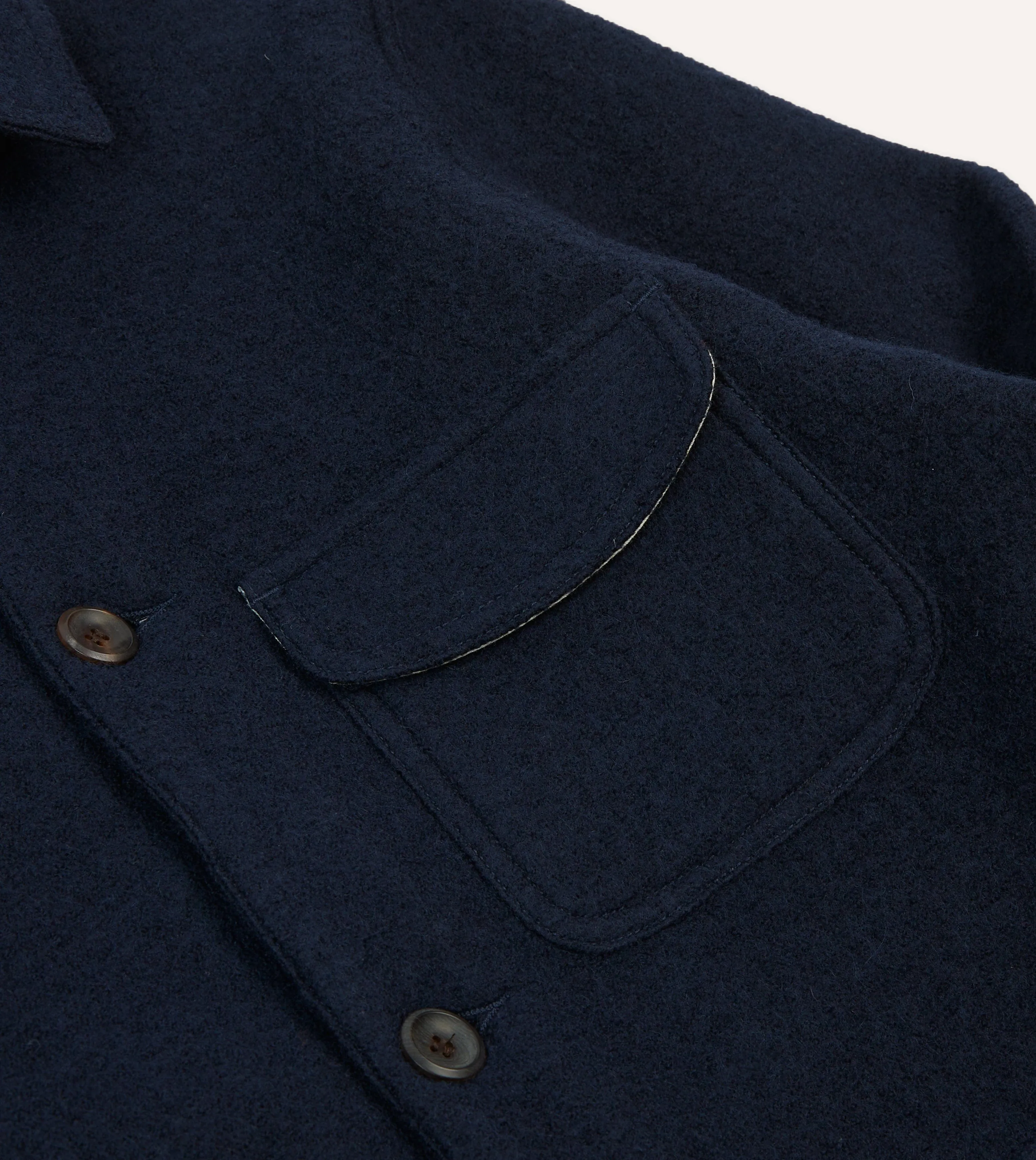 Navy Wool Three-Pocket Chore Jacket sold by Drake's London product image thumbnail 4