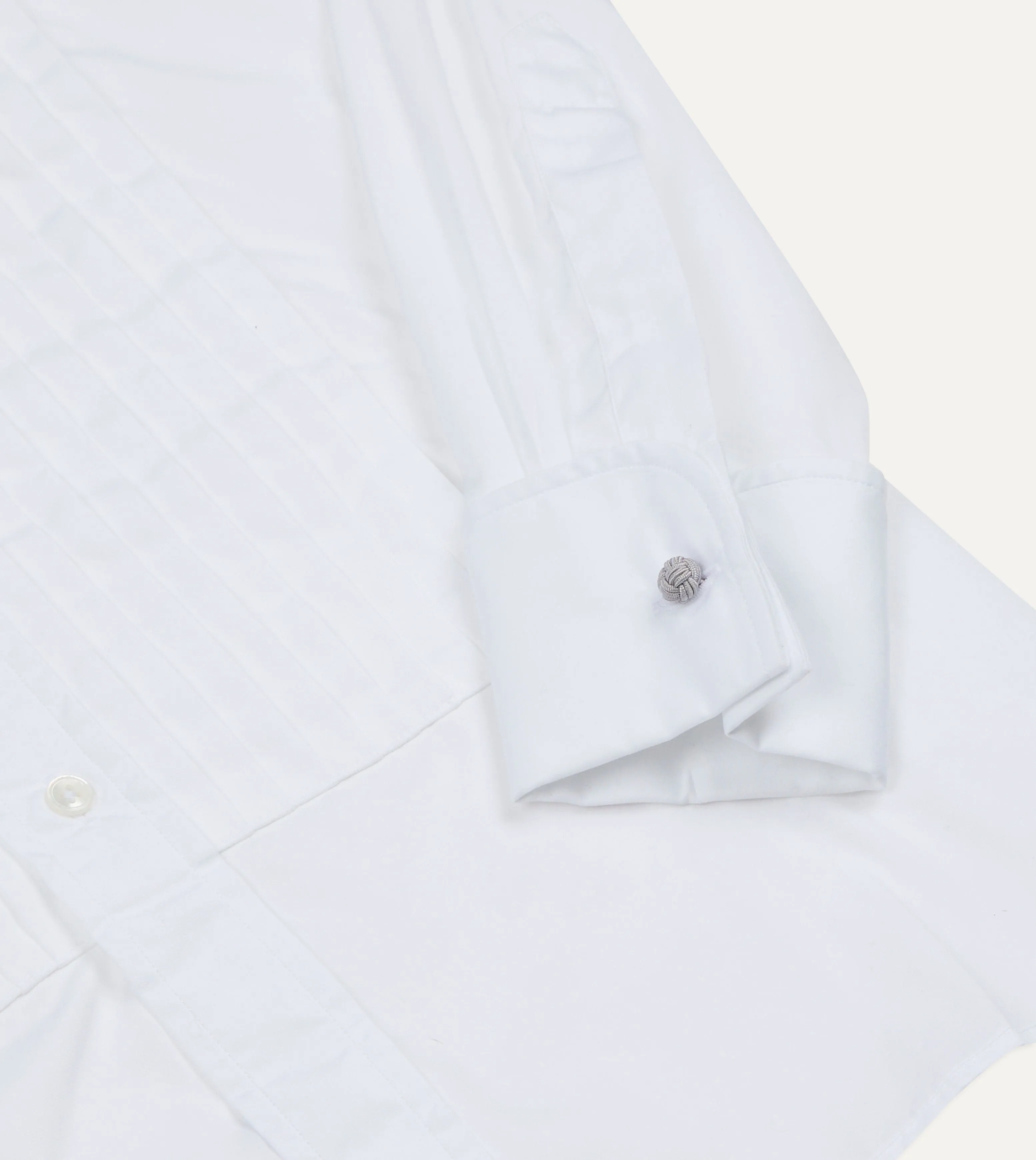White Cotton Pleated Bib Front Dinner Shirt sold by Drake's London product image thumbnail 5