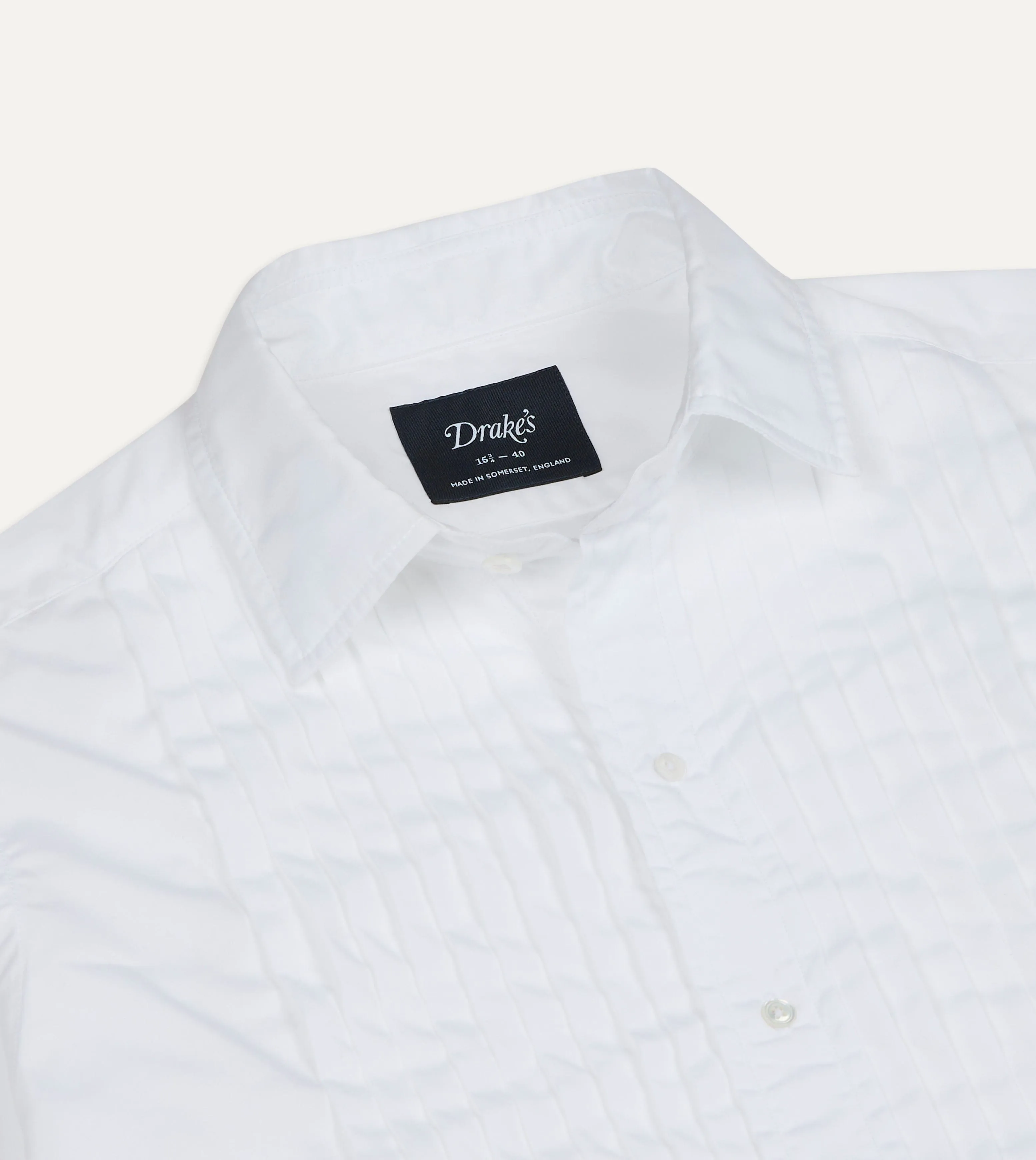 White Cotton Pleated Bib Front Dinner Shirt sold by Drake's London product image thumbnail 3