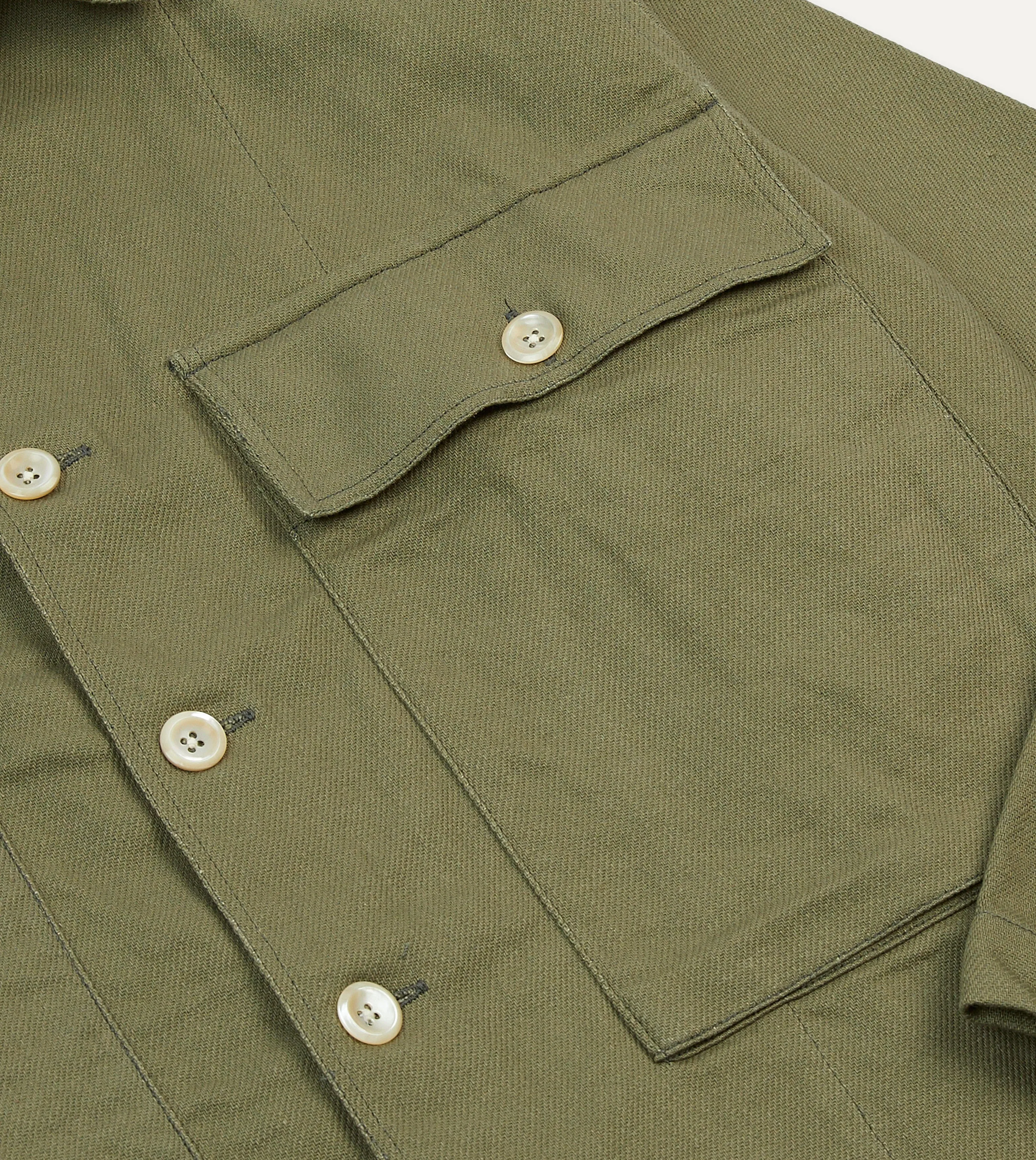 Green Cotton Twill Military Overshirt sold by Drake's London product image thumbnail 4