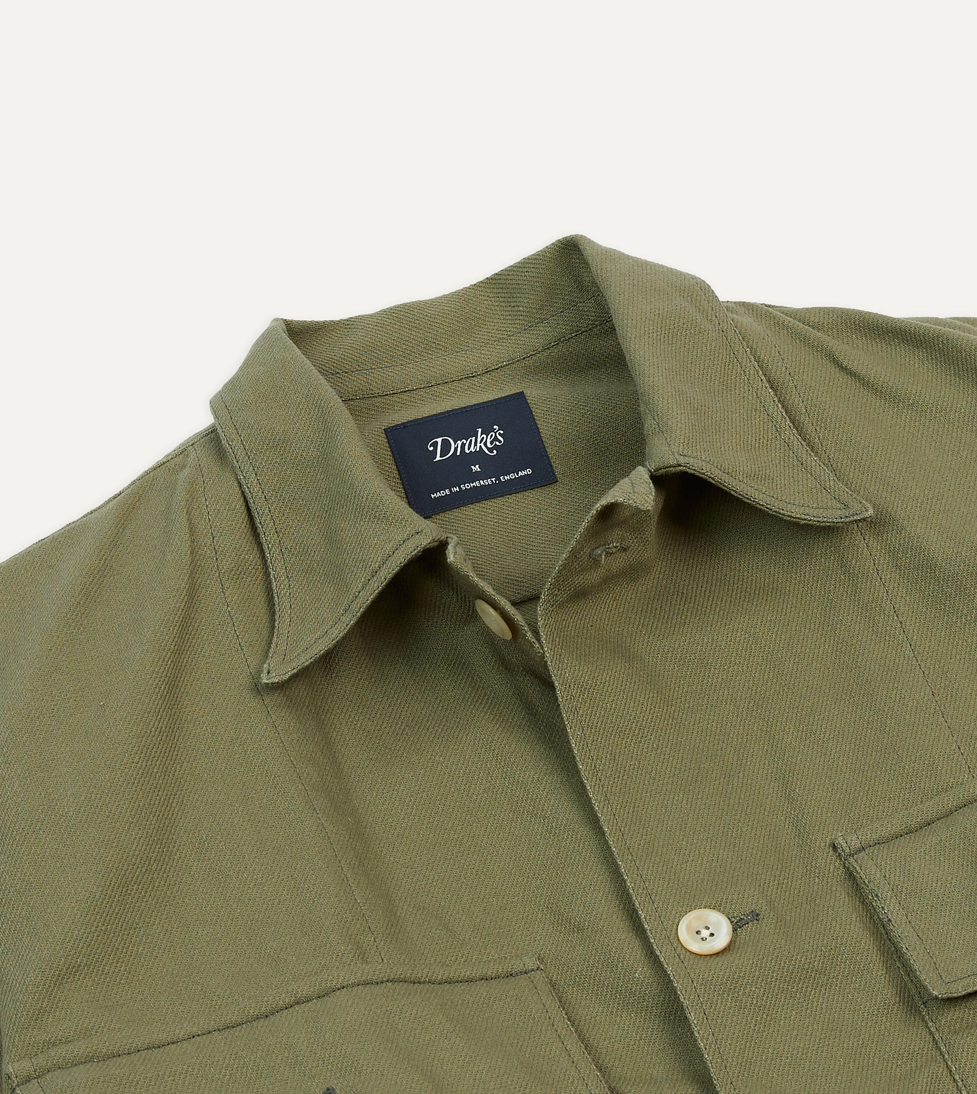 Green Cotton Twill Military Overshirt sold by Drake's London product image thumbnail 3