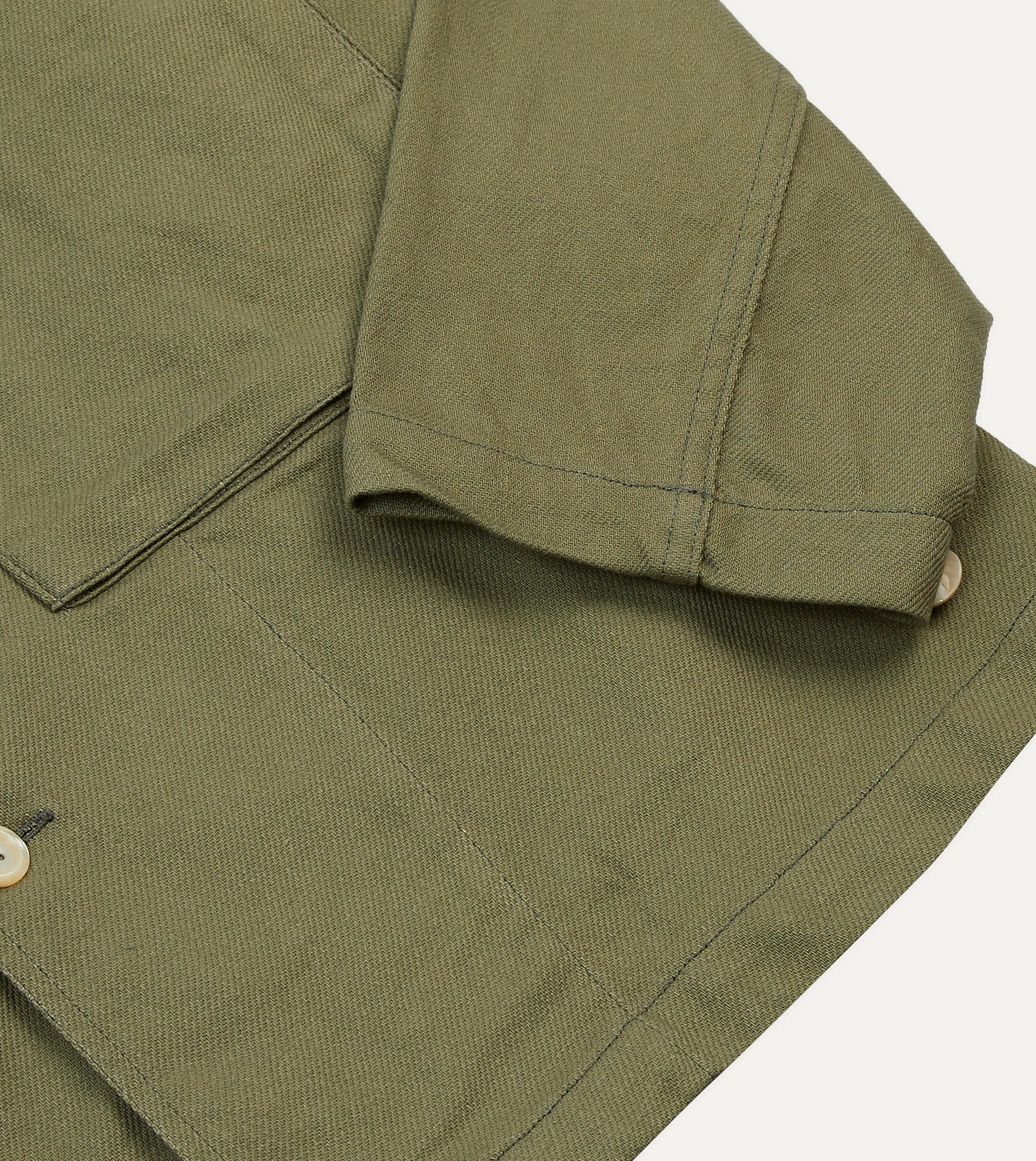 Green Cotton Twill Military Overshirt sold by Drake's London product image thumbnail 5