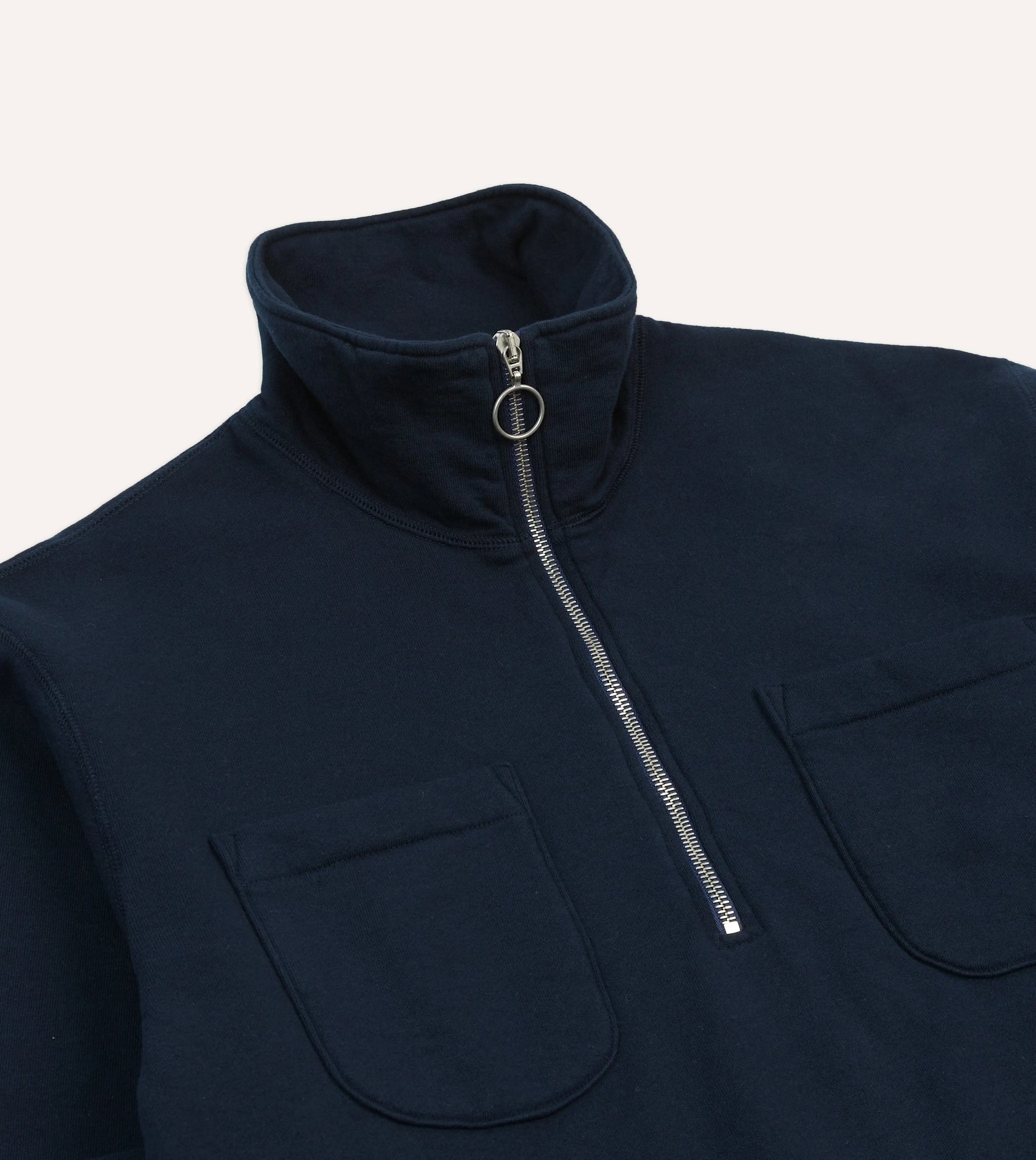 Navy Cotton Half-Zip Collared Sweatshirt sold by Drake's London product image thumbnail 4