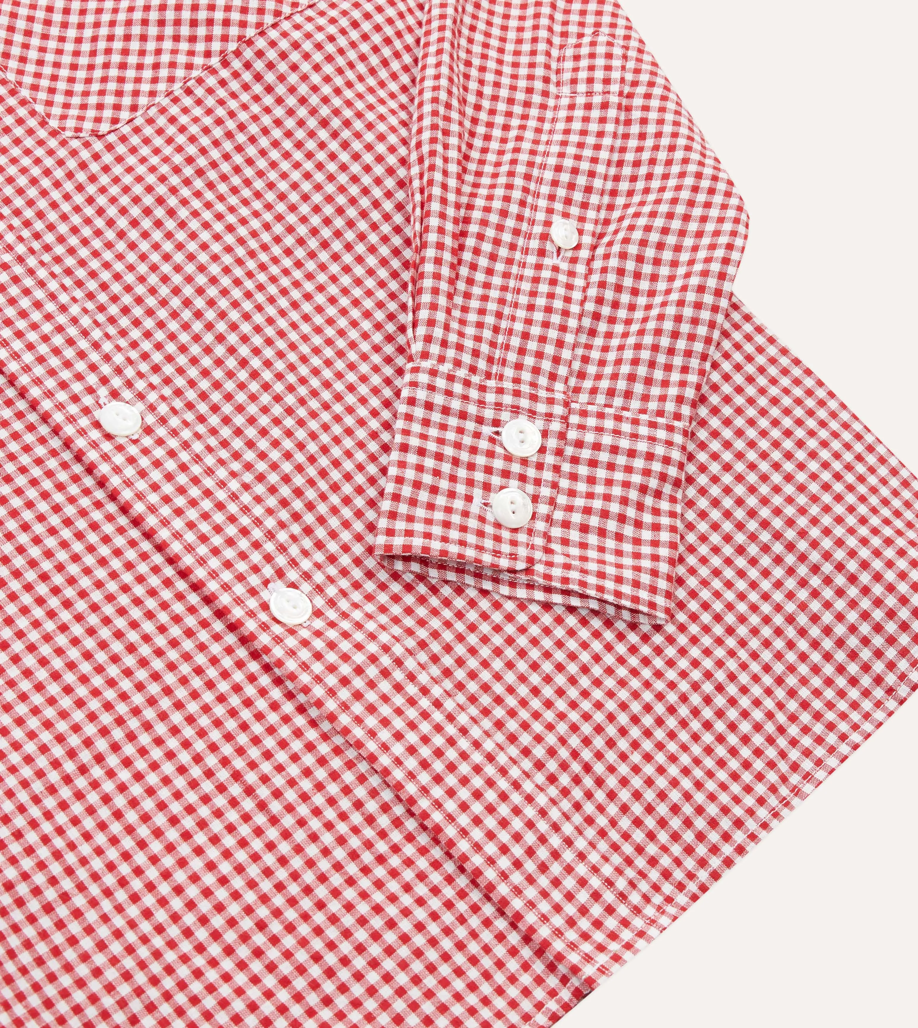 Red Gingham Check Two-Pocket Western Shirt sold by Drake's London product image thumbnail 5