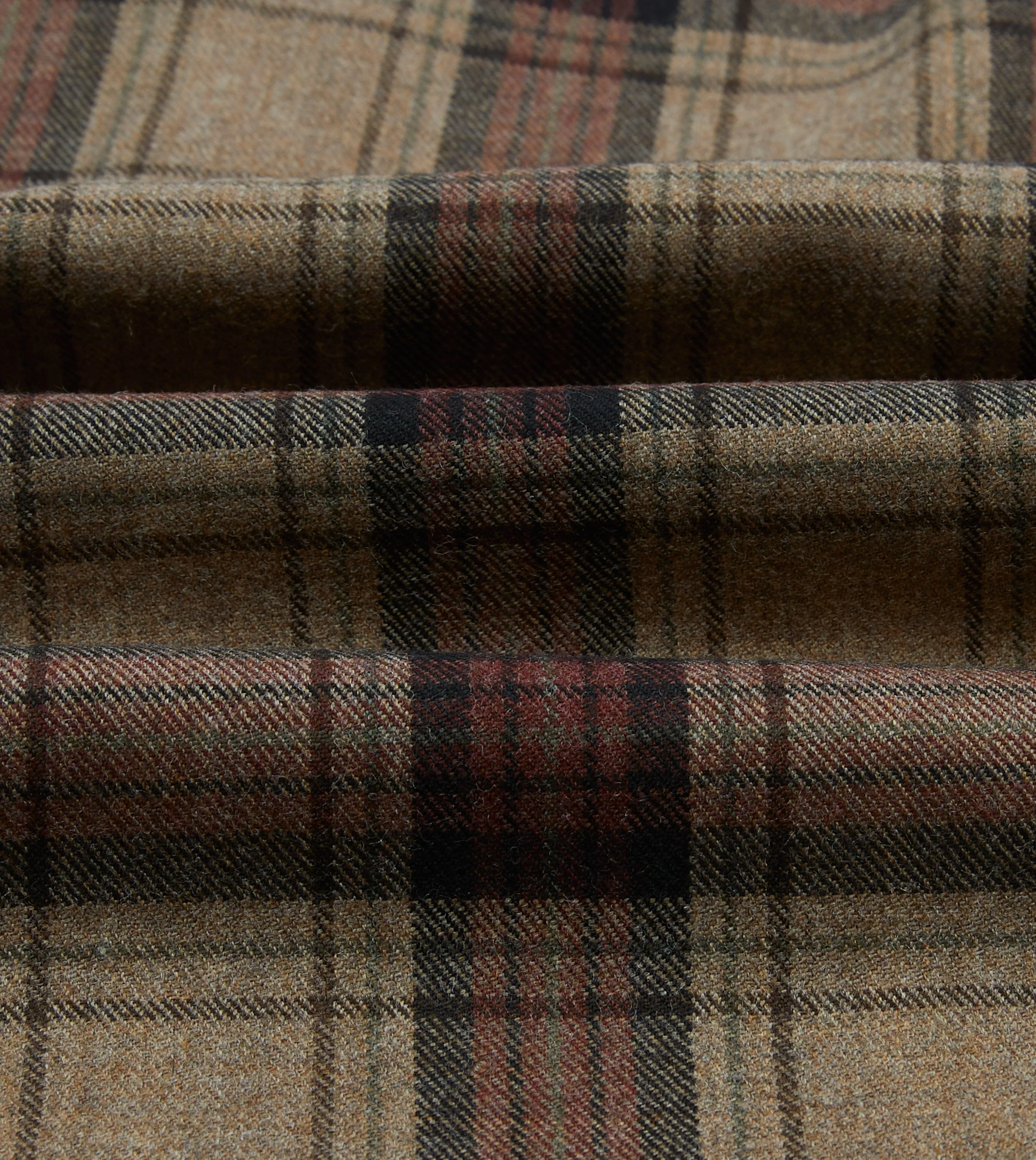 Brown Check Wool Two-Pocket Camp Collar Work Shirt sold by Drake's London product image thumbnail 2