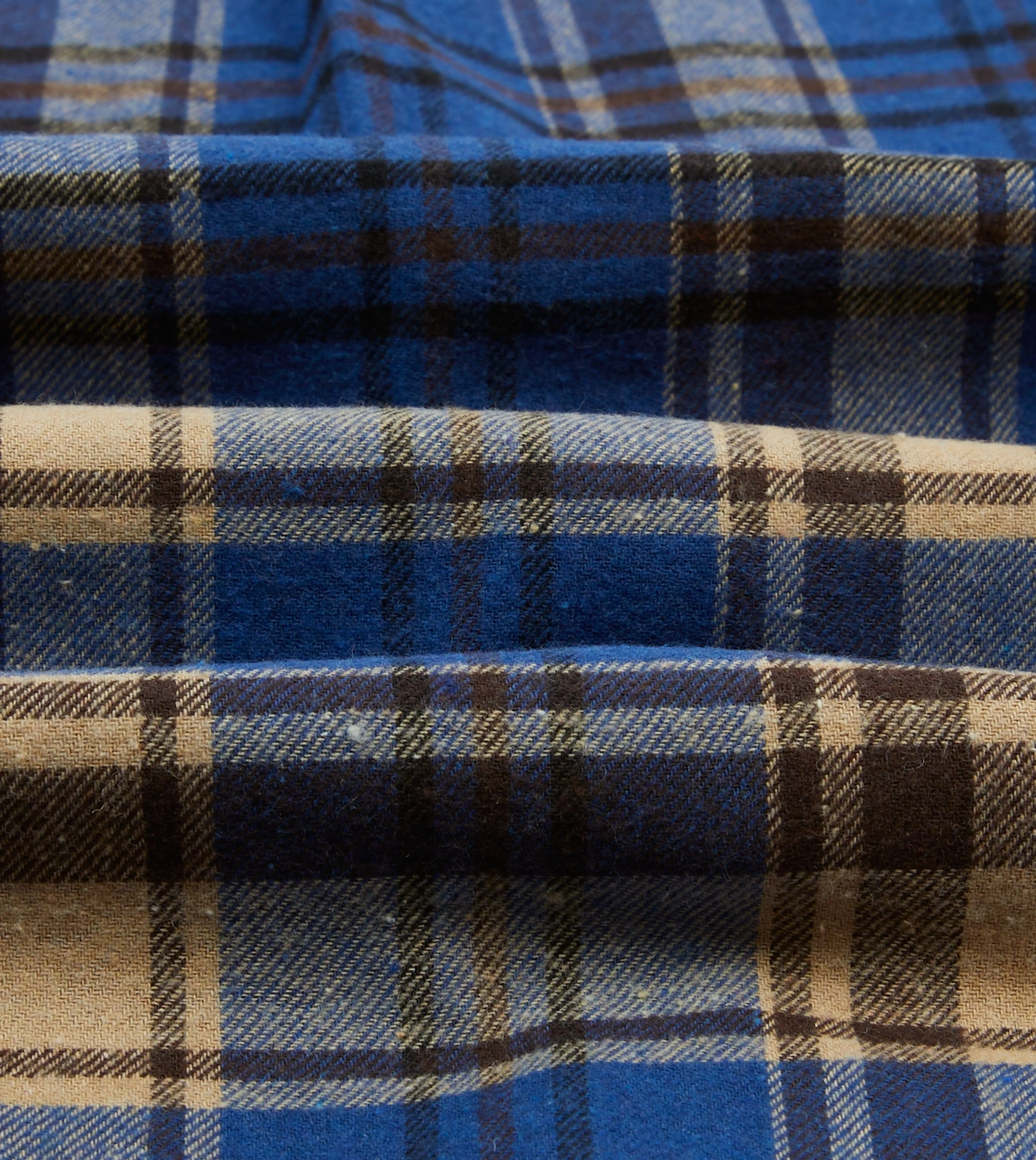 Blue and Ecru Check Brushed Cotton Two-Pocket Work Shirt sold by Drake's London product image thumbnail 2