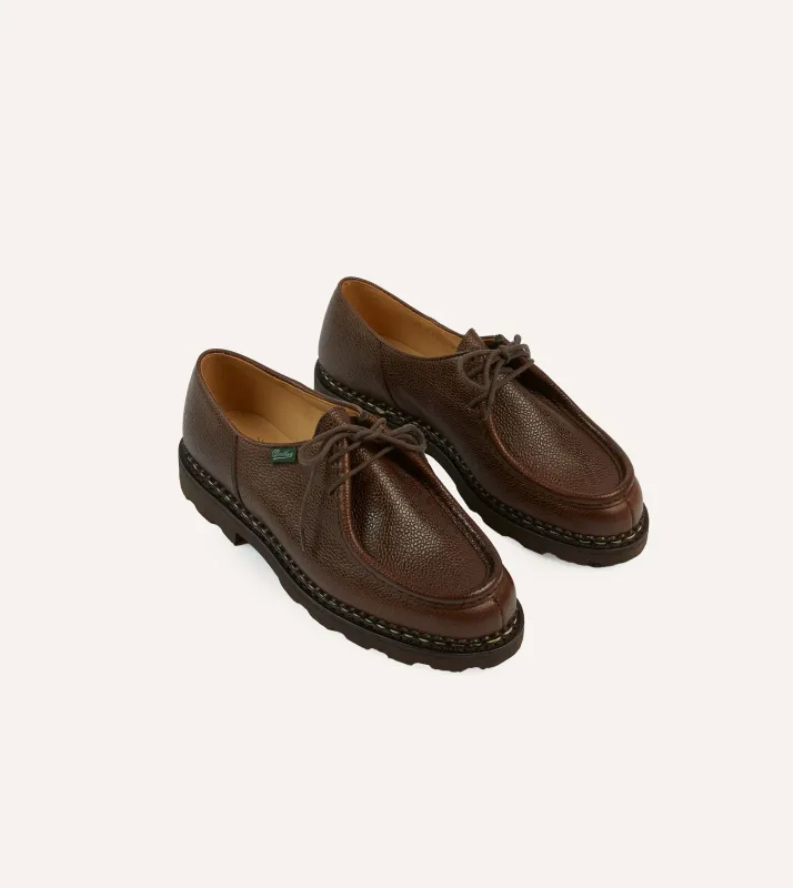 Paraboot Michael Brown Pebble Grain Leather Derby Shoe sold by Drake's London