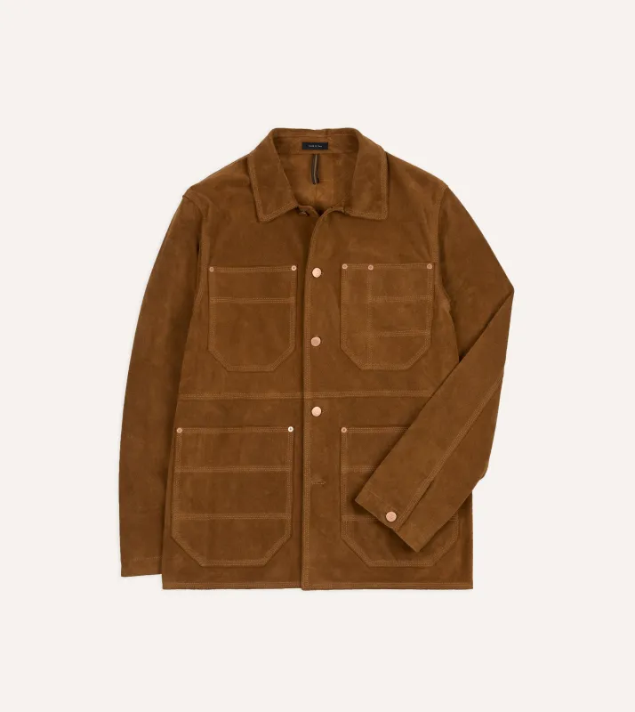 Tobacco Suede Welder Jacket sold by Drake's London