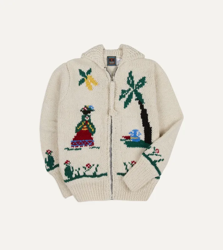 Chamula Ecru Souvenir Paisaje Shawl Collar Cardigan sold by Drake's London